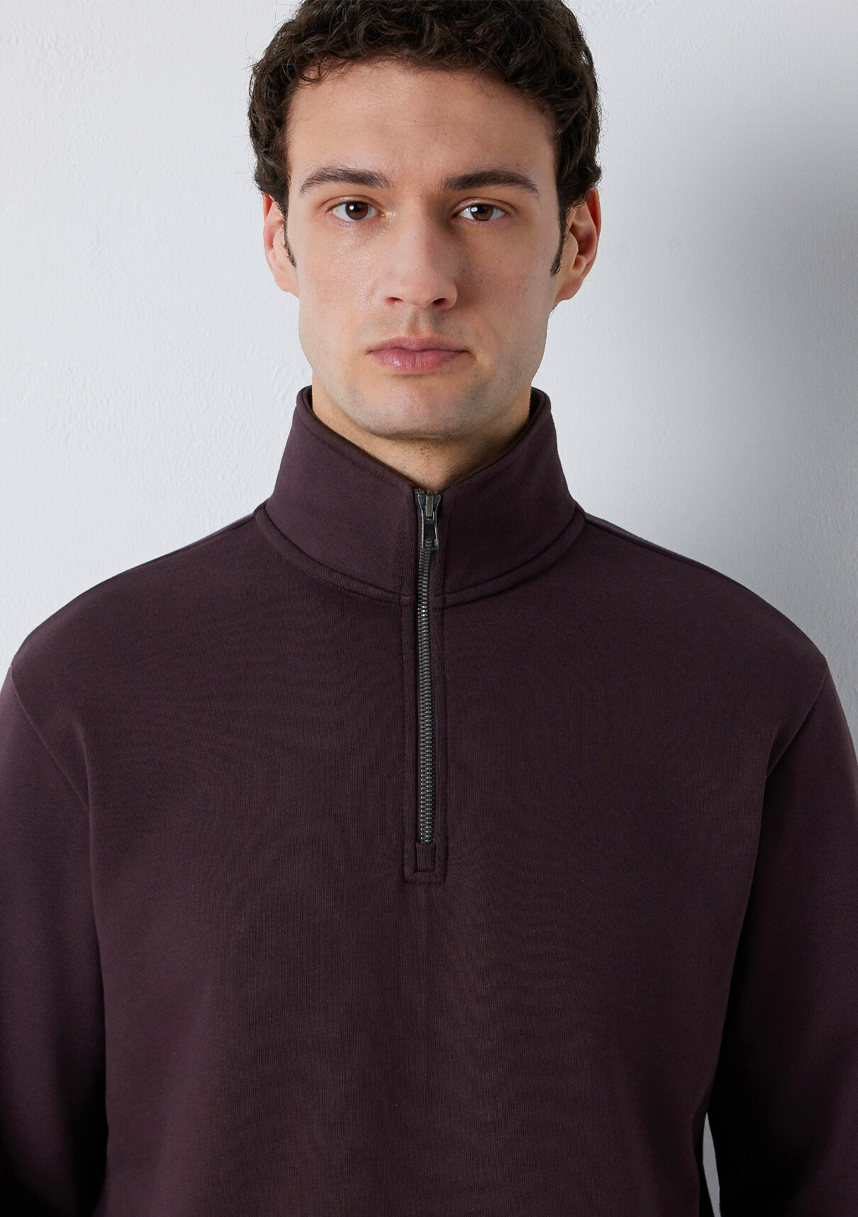 Mavi Yarı Fermuarlı Mor Basic Sweatshirt görsel 6