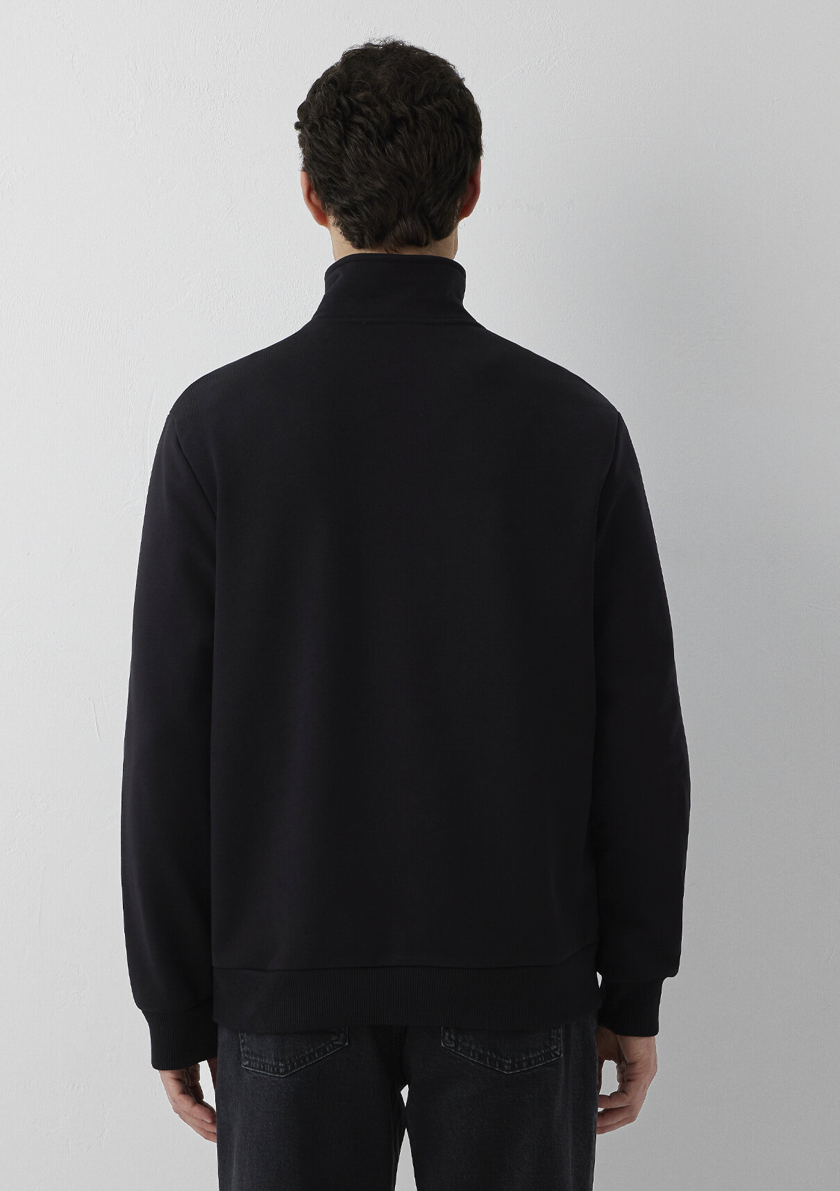 Mavi Yarı Fermuarlı Siyah Basic Sweatshirt görsel 5