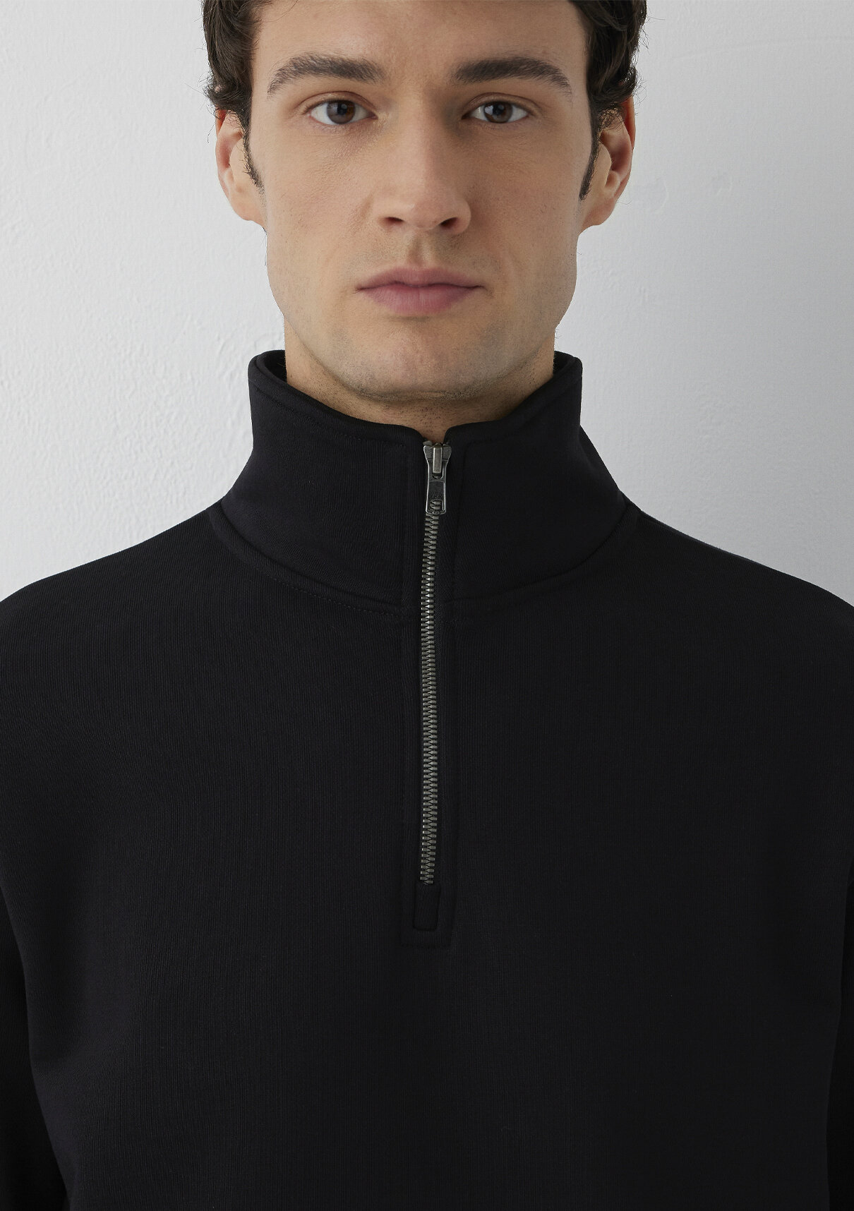 Mavi Yarı Fermuarlı Siyah Basic Sweatshirt görsel 6