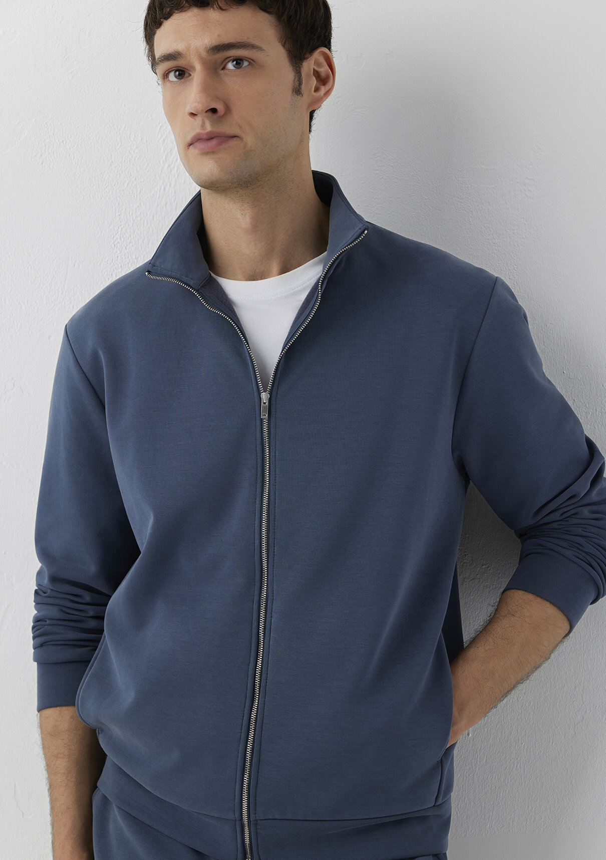 Mavi (Tencel™) Modal Karışımlı Fermuarlı Mavi Sweatshirt