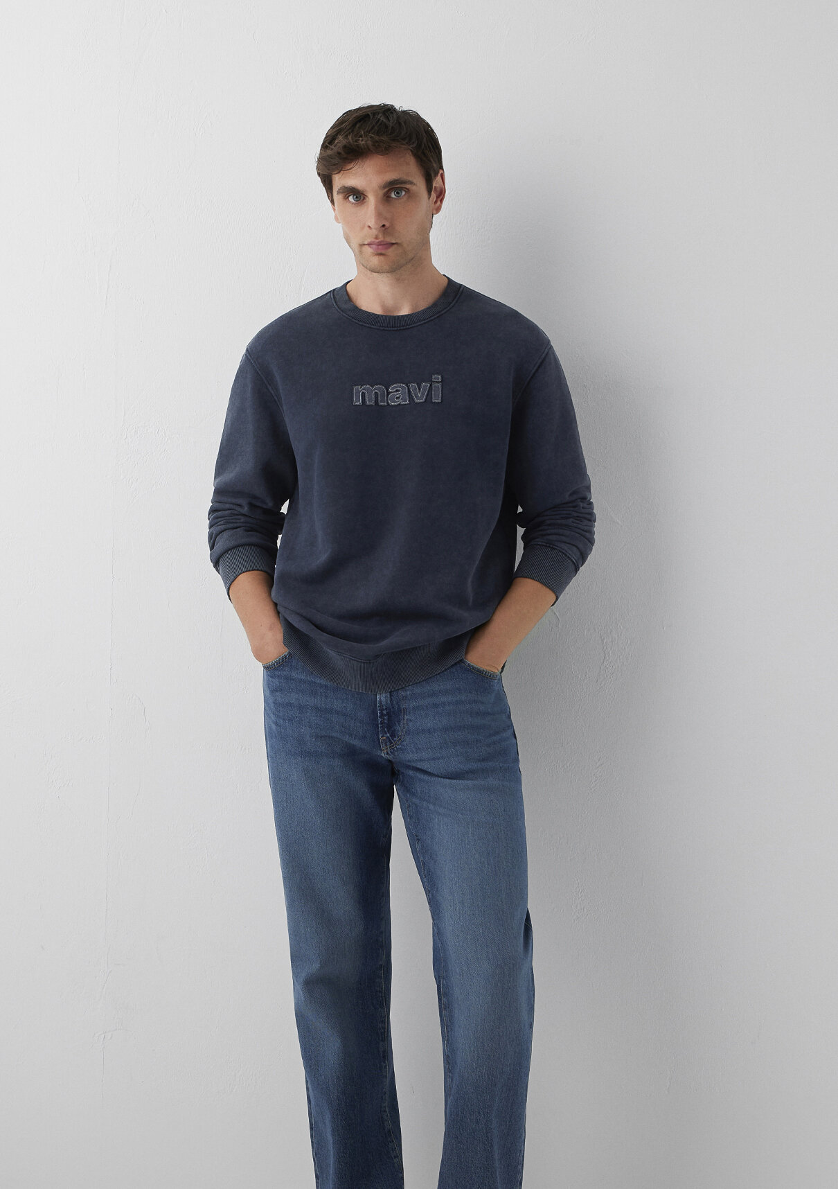 Mavi Logo Baskılı Lacivert Sweatshirt