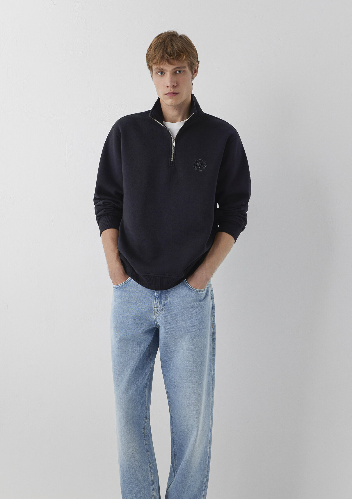 Mavi Logo Yarı Fermuarlı Siyah Sweatshirt görsel 2