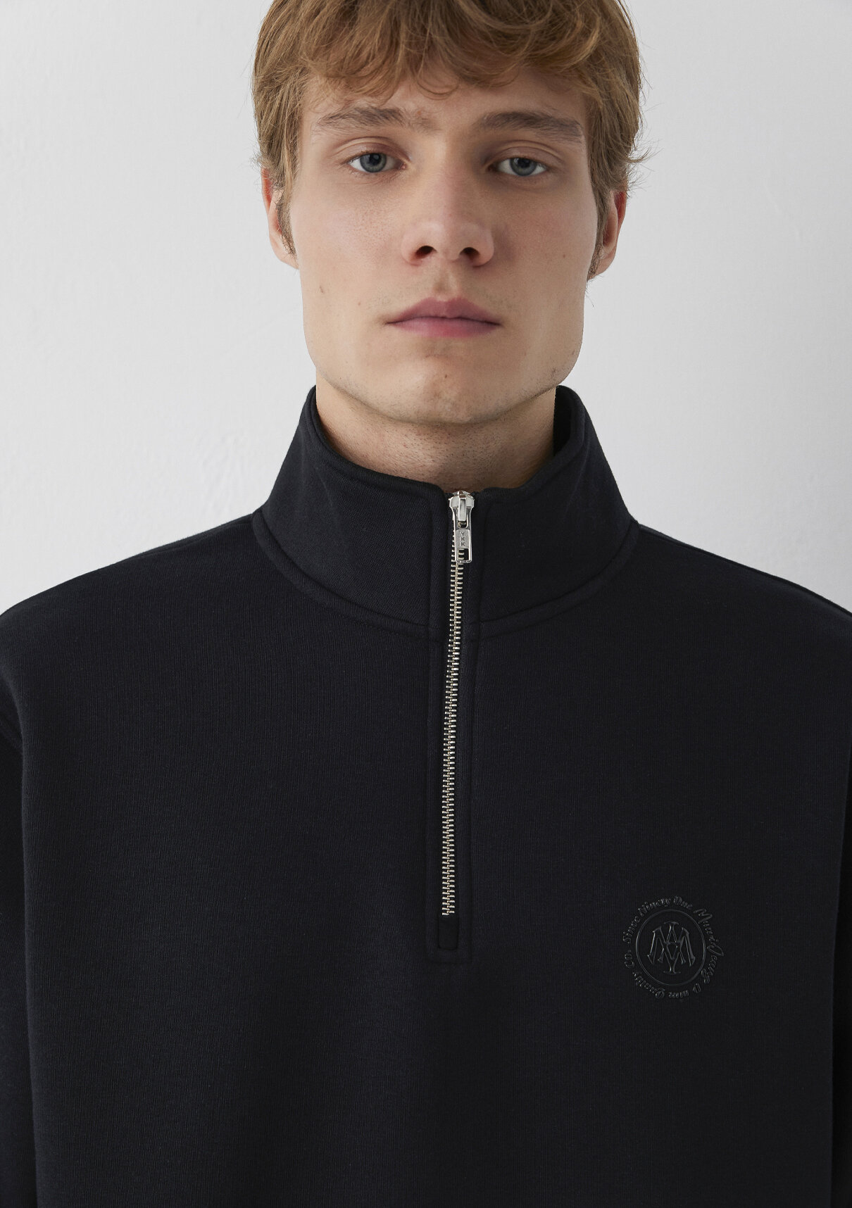 Mavi Logo Yarı Fermuarlı Siyah Sweatshirt görsel 6