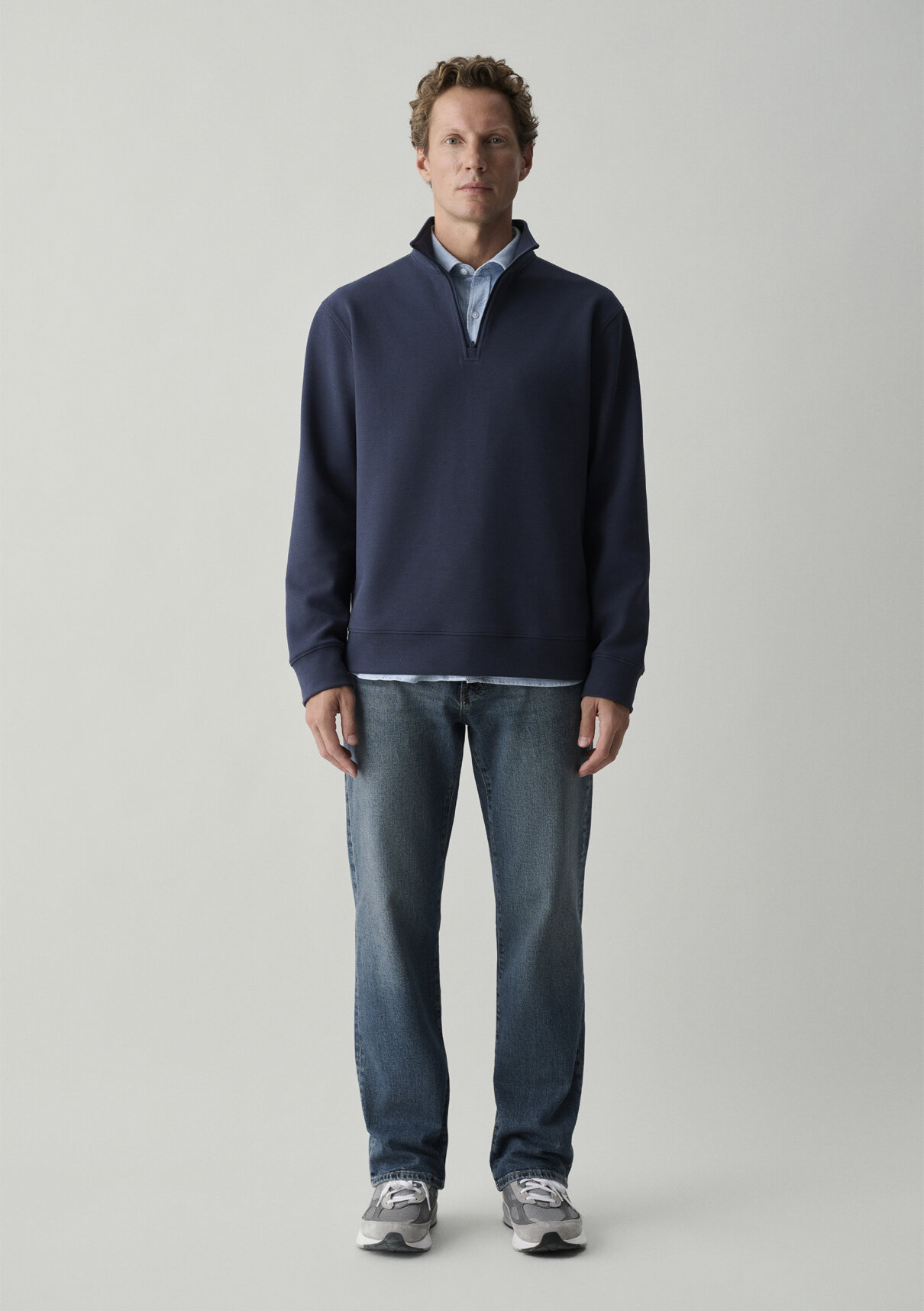 Mavi Yarı Fermuarlı Lacivert Sweatshirt görsel 3