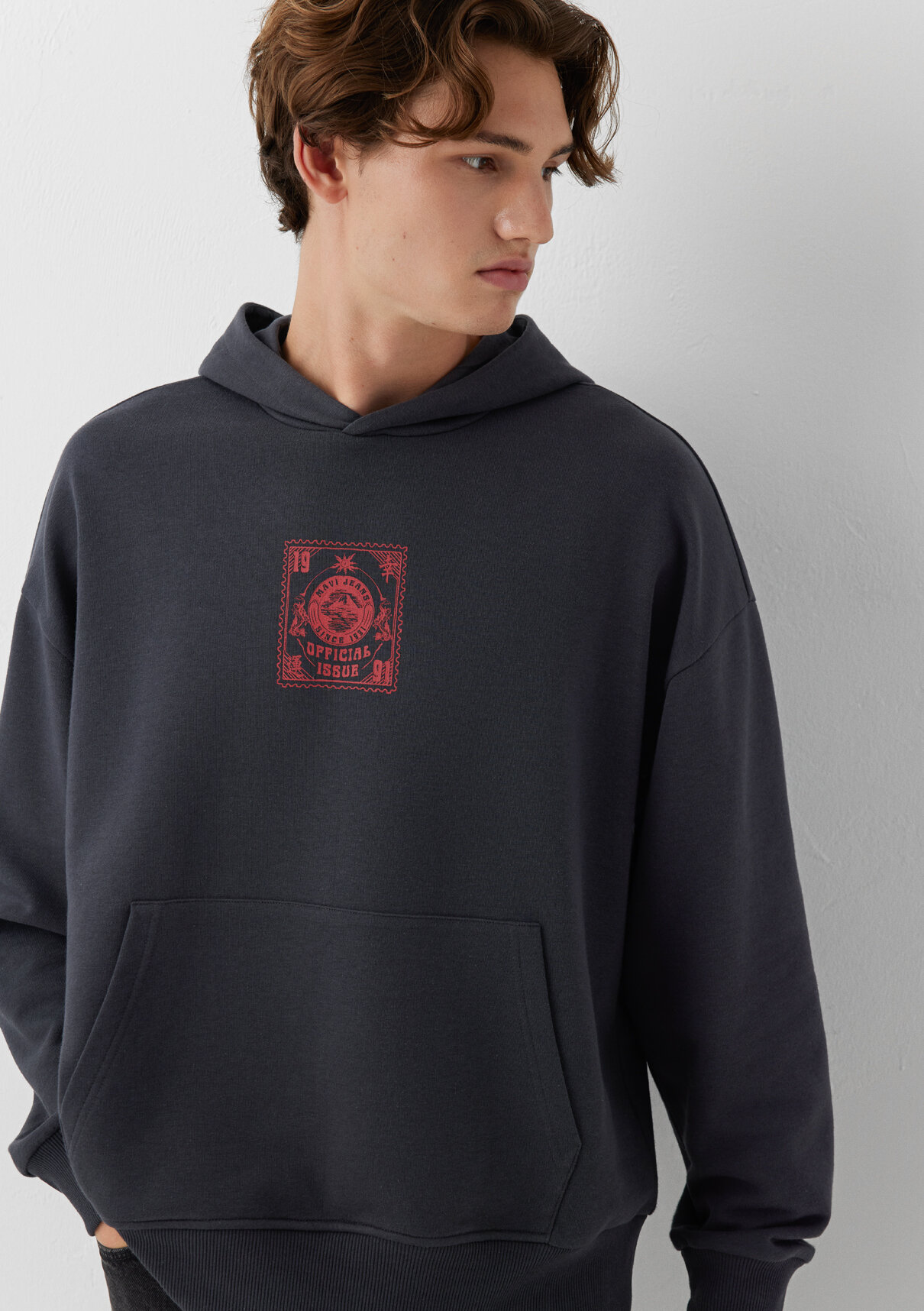 Mavi Kapüşonlu Antrasit Sweatshirt