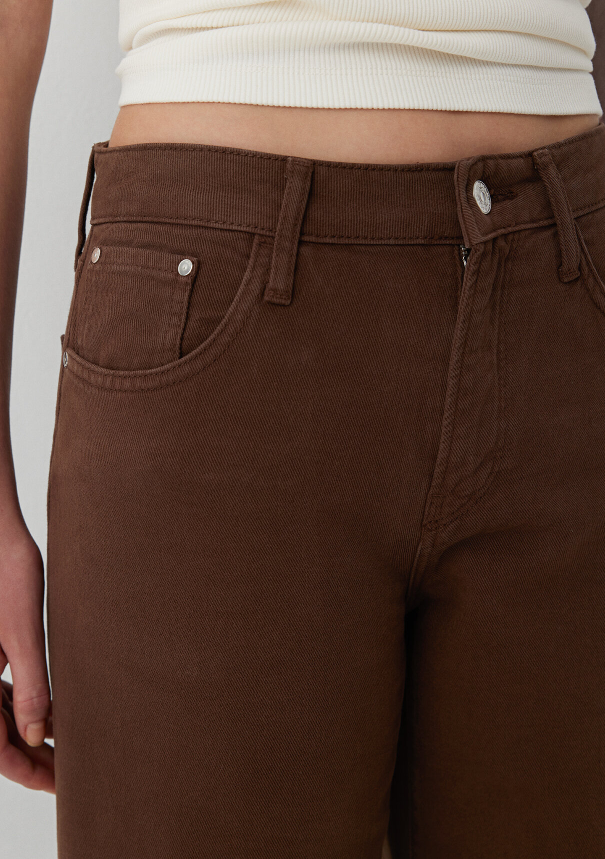 Mavi Leila Real Blue Kahverengi Gabardin Pantolon görsel 6