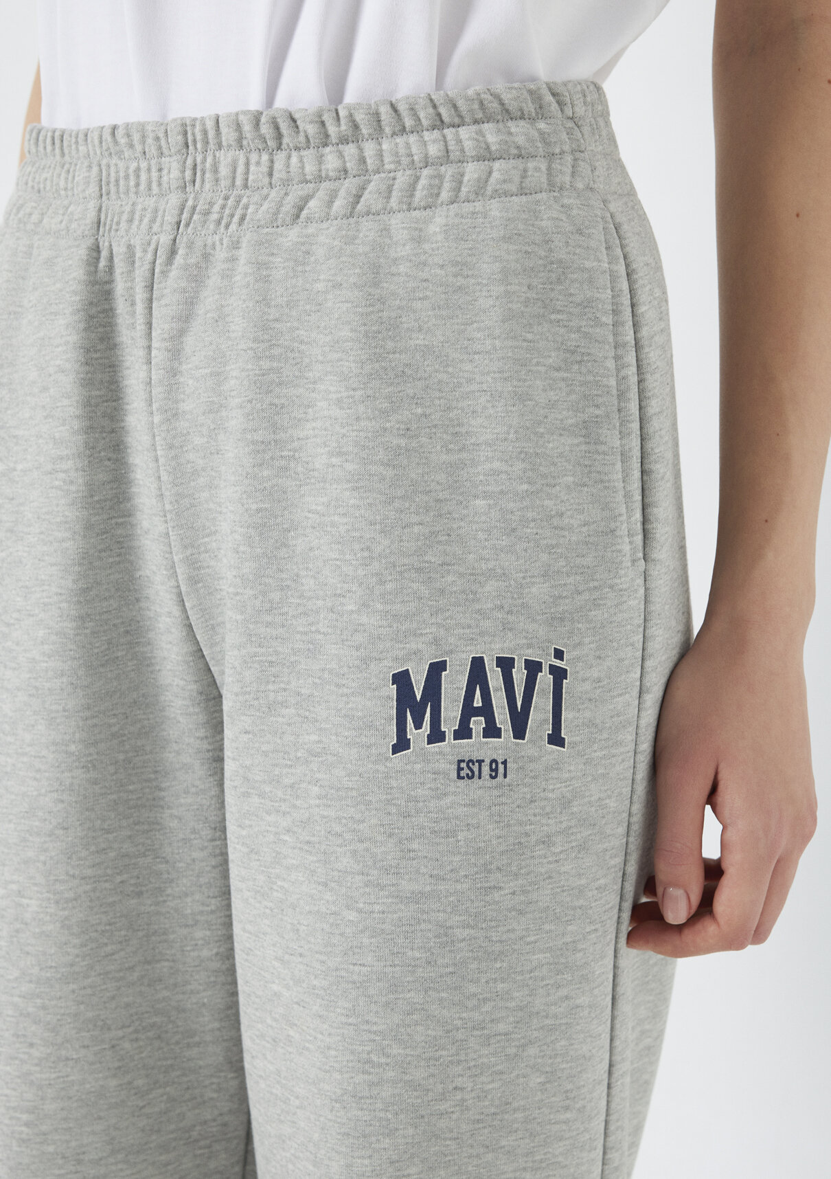 Mavi Logo Baskılı Gri Eşofman Altı görsel 6