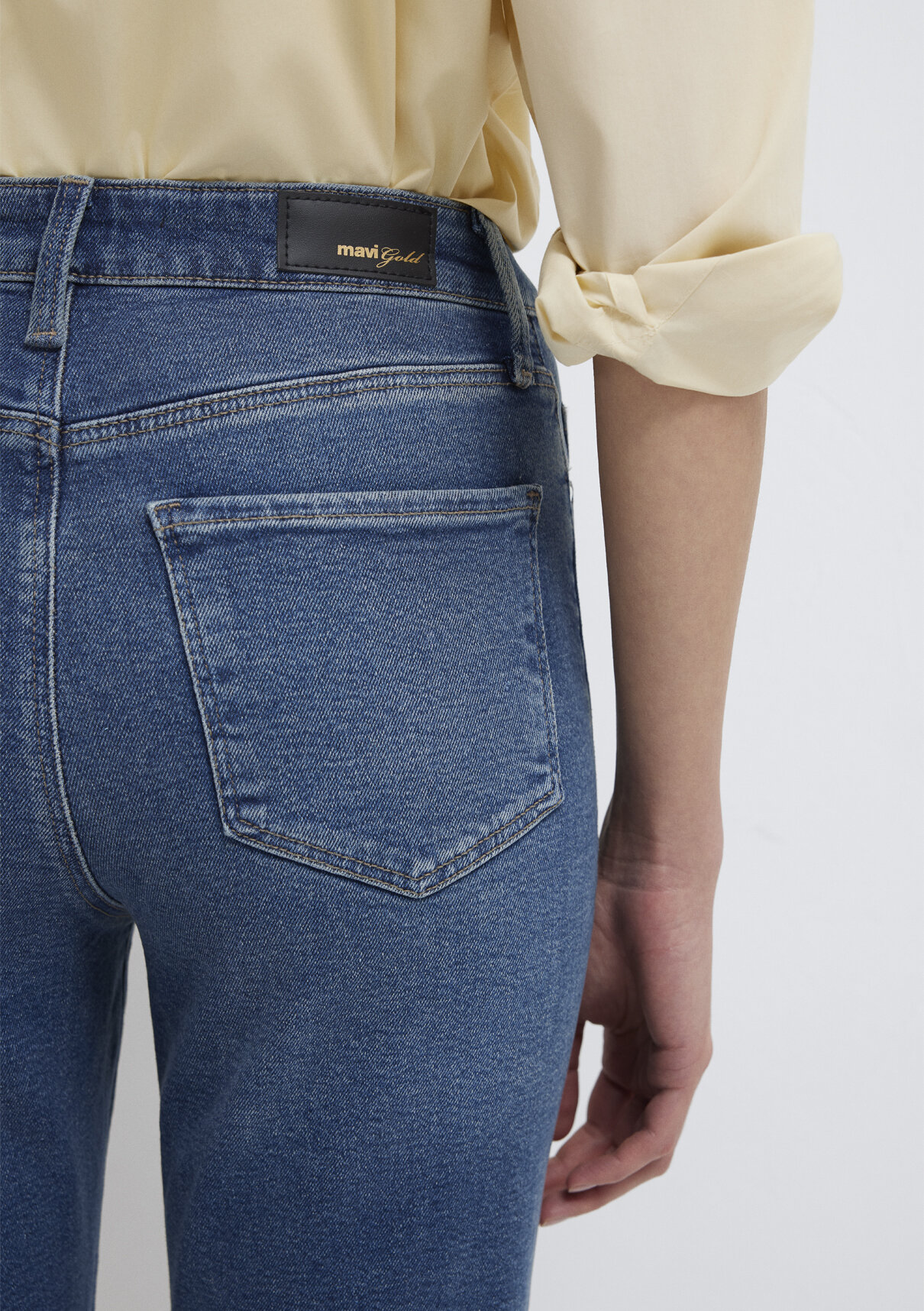 Mavi Gold Shape Puslu Koyu Mavi Jean Pantolon görsel 8