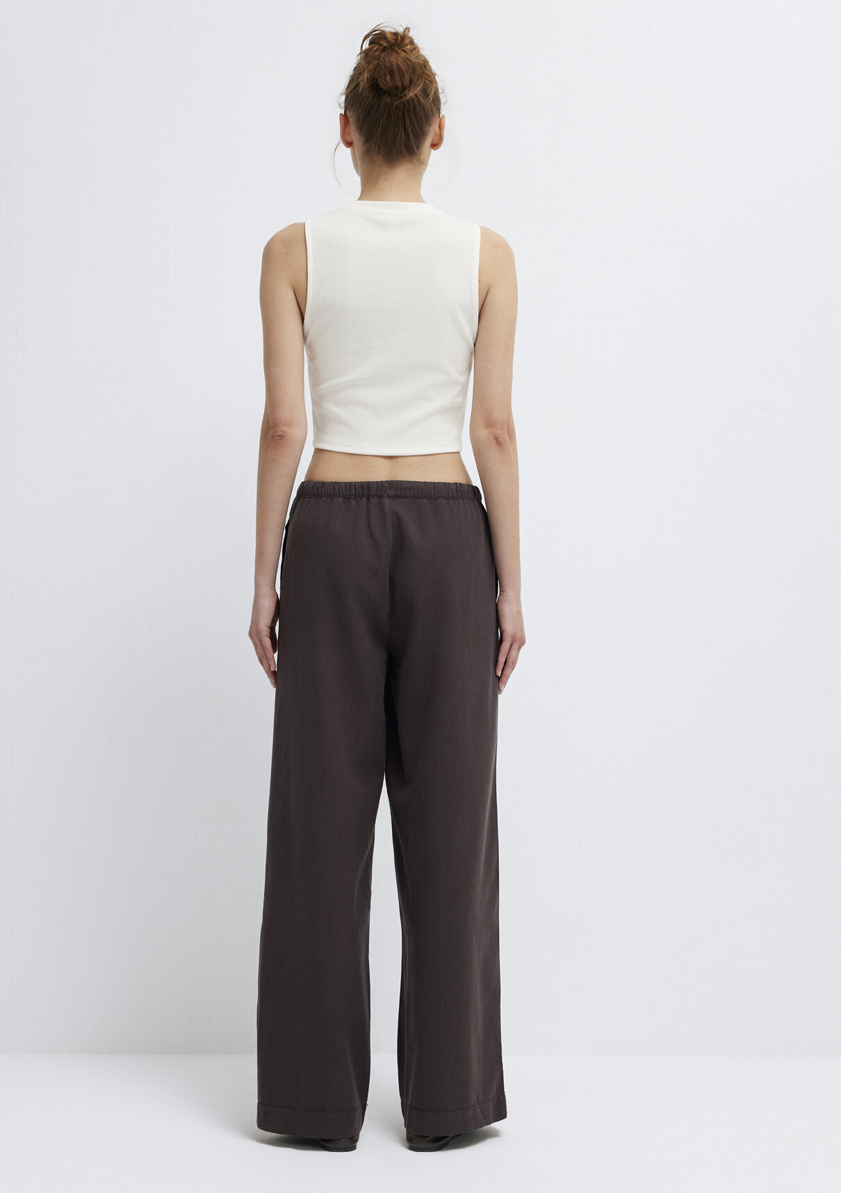 Mavi (Tencel TM) Lyocell Karışımlı Bağcıklı Kahverengi Pantolon görsel 5