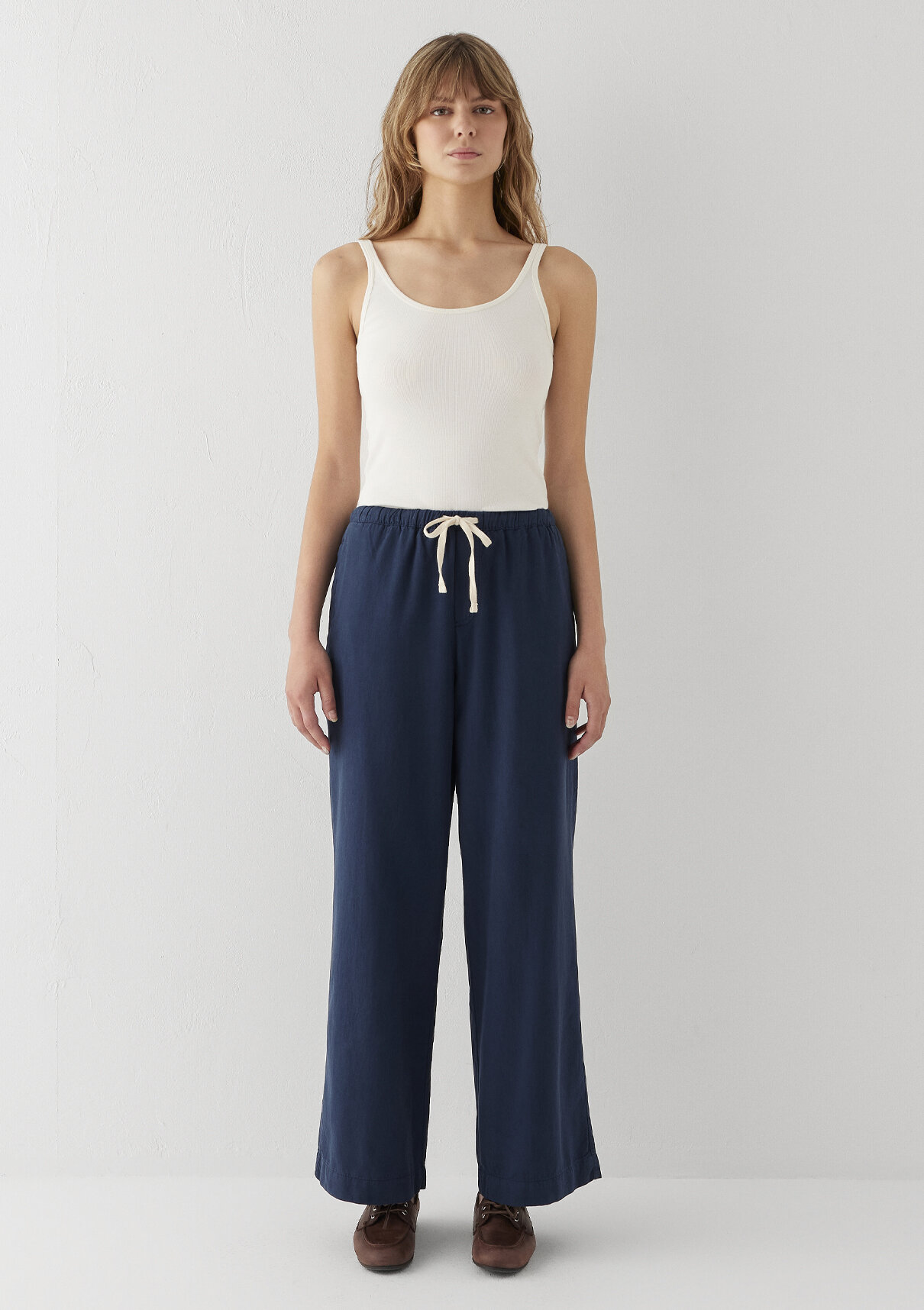 Mavi (Tencel TM) Lyocell Karışımlı Bağcıklı Lacivert Pantolon görsel 3