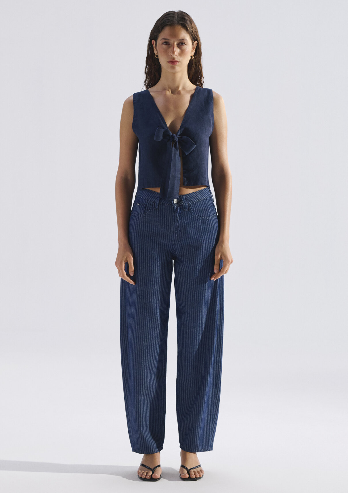 Mavi Edition Keten Karışımlı Çizgili Jean Pantolon görsel 3