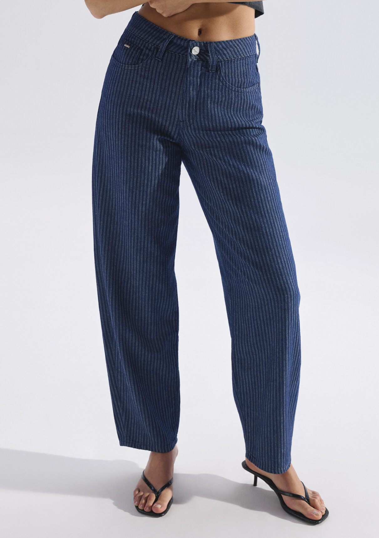 Mavi Edition Keten Karışımlı Çizgili Jean Pantolon görsel 4