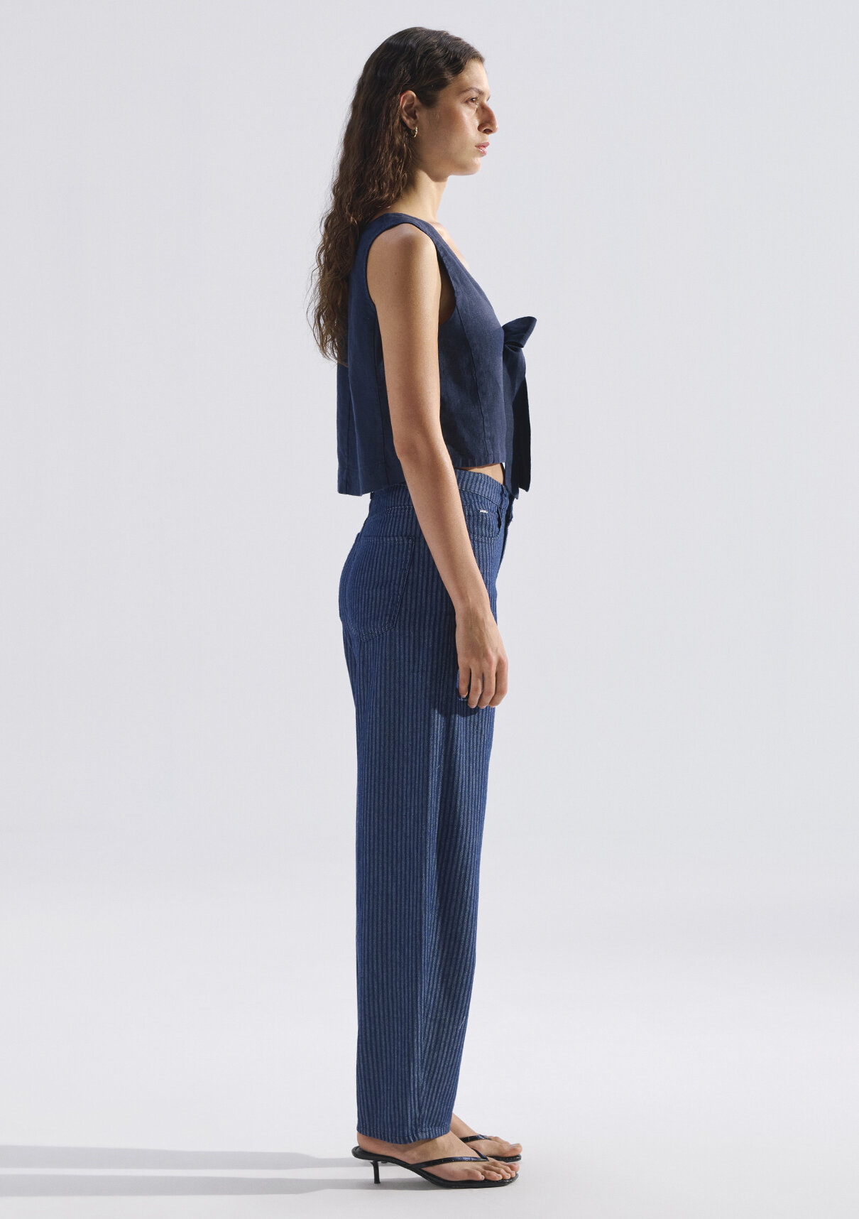 Mavi Edition Keten Karışımlı Çizgili Jean Pantolon görsel 6