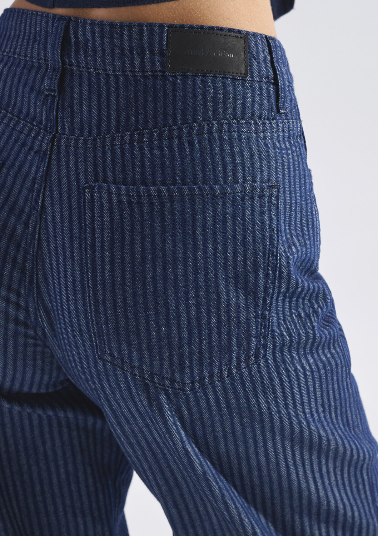 Mavi Edition Keten Karışımlı Çizgili Jean Pantolon görsel 8