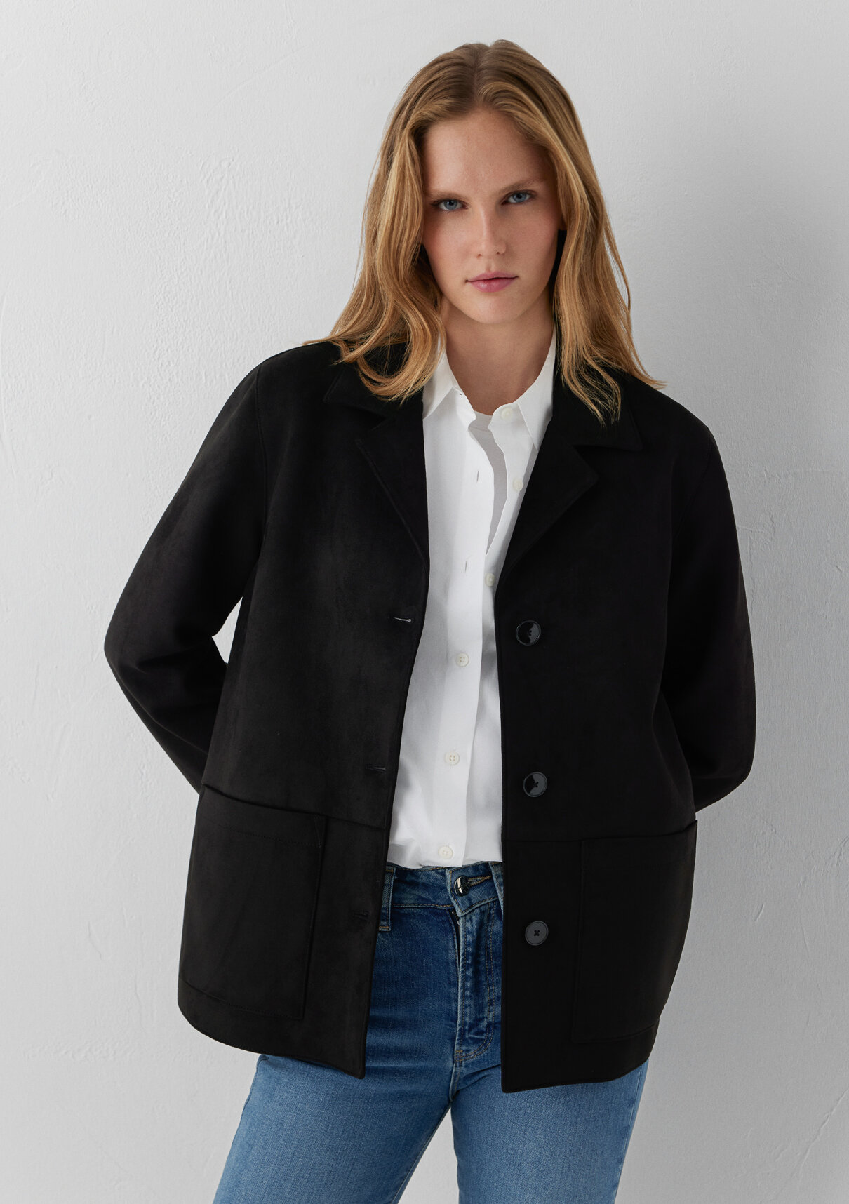 Mavi Suni Süet Siyah Blazer