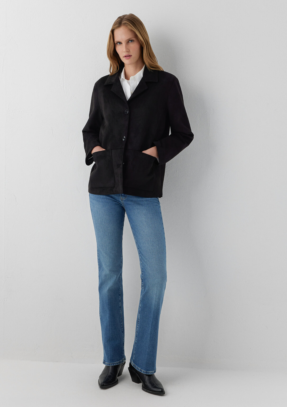 Mavi Suni Süet Siyah Blazer görsel 2