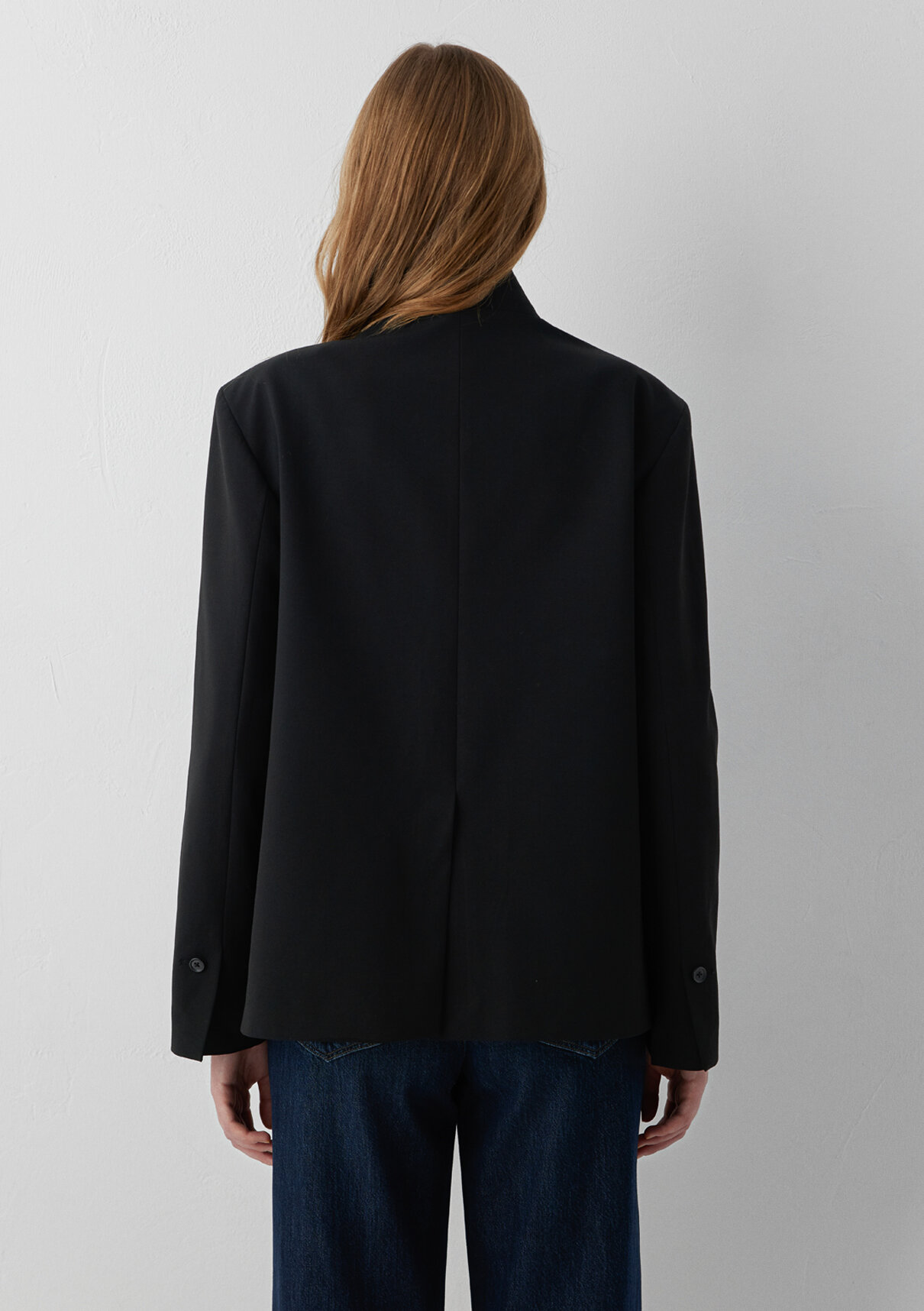 Mavi Yün Karışımlı Siyah Blazer görsel 6