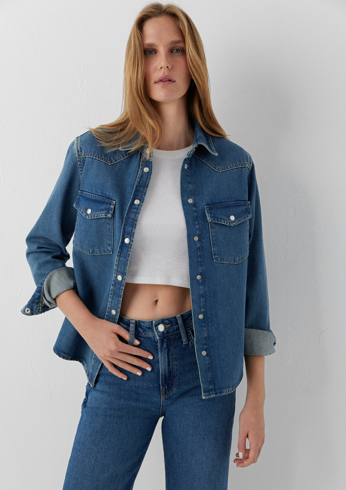 Mavi Angela Classic Denim Indigo Mavisi Jean Gömlek görsel 2