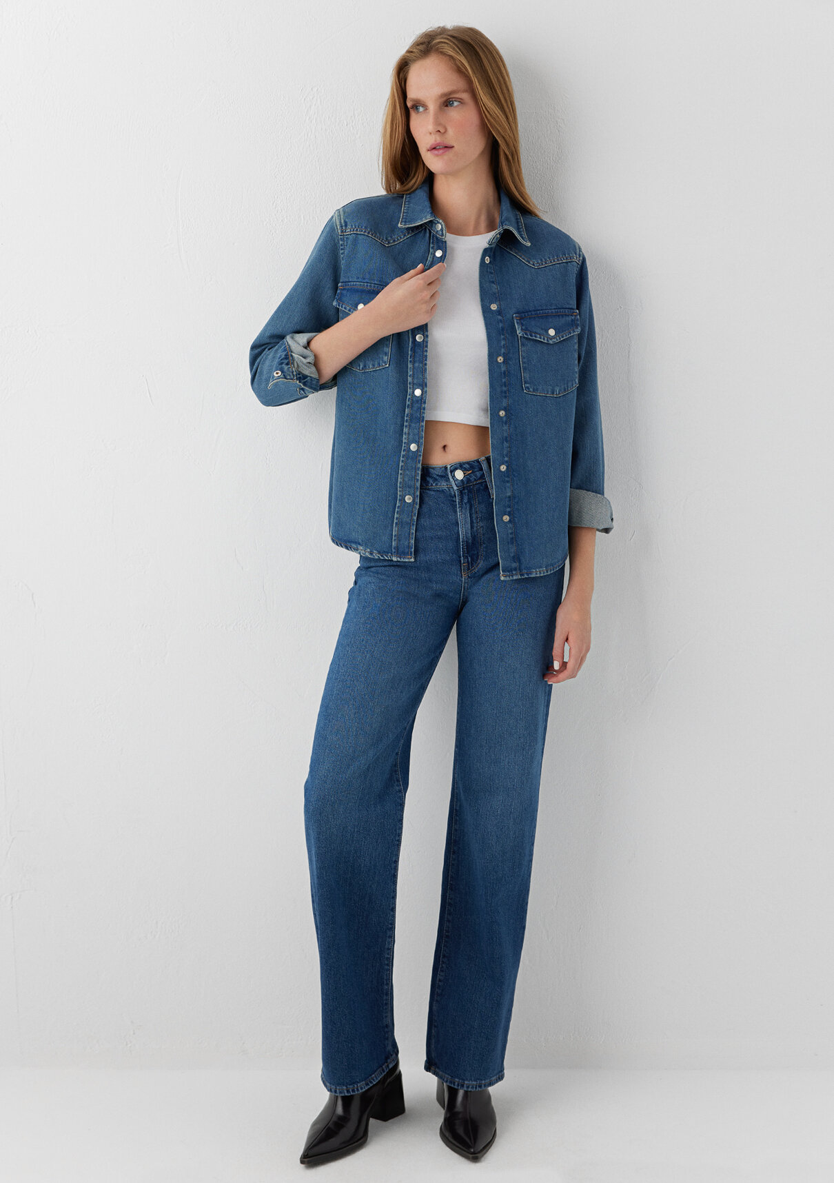 Mavi Angela Classic Denim Indigo Mavisi Jean Gömlek görsel 3