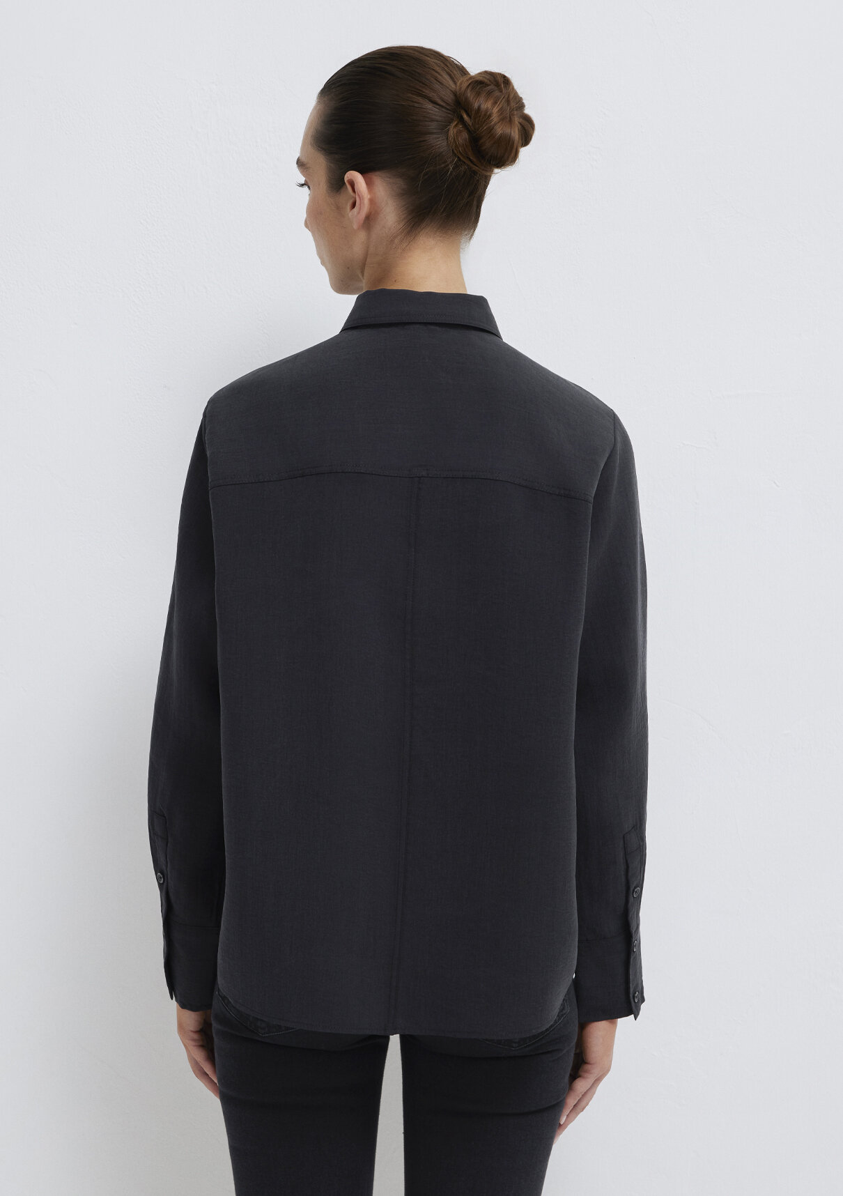 Mavi Siyah (TENCEL™) Liyosel Karışımlı Gömlek görsel 6