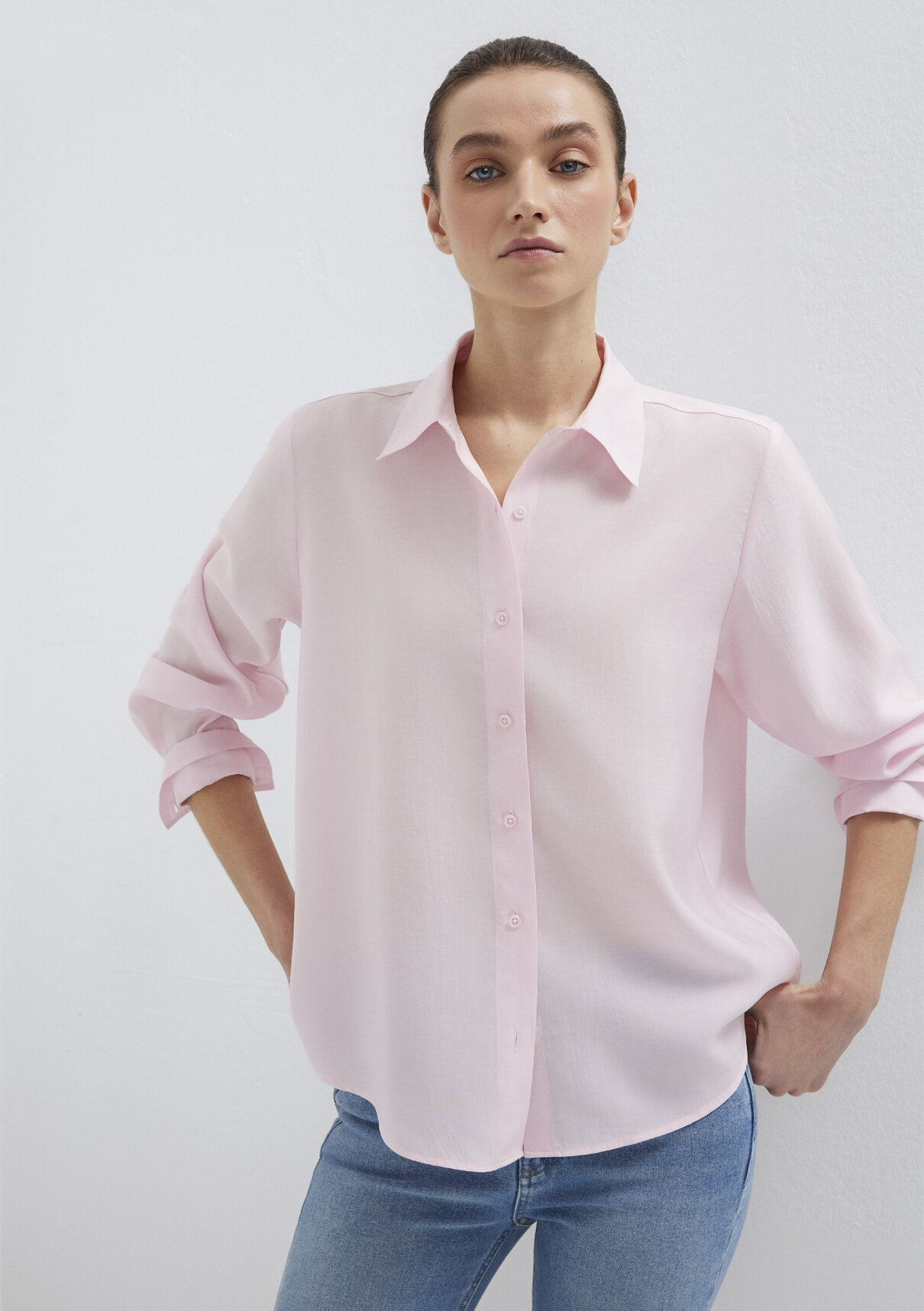 Mavi Pembe (TENCEL™) Liyosel Karışımlı Gömlek görsel 2