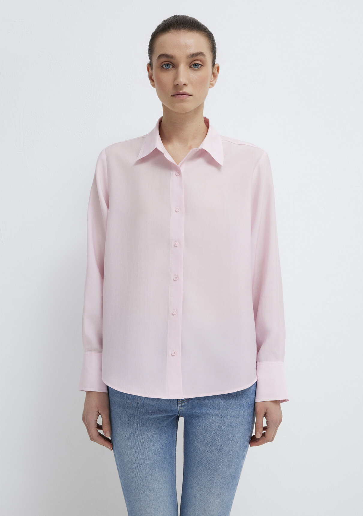 Mavi Pembe (TENCEL™) Liyosel Karışımlı Gömlek görsel 3