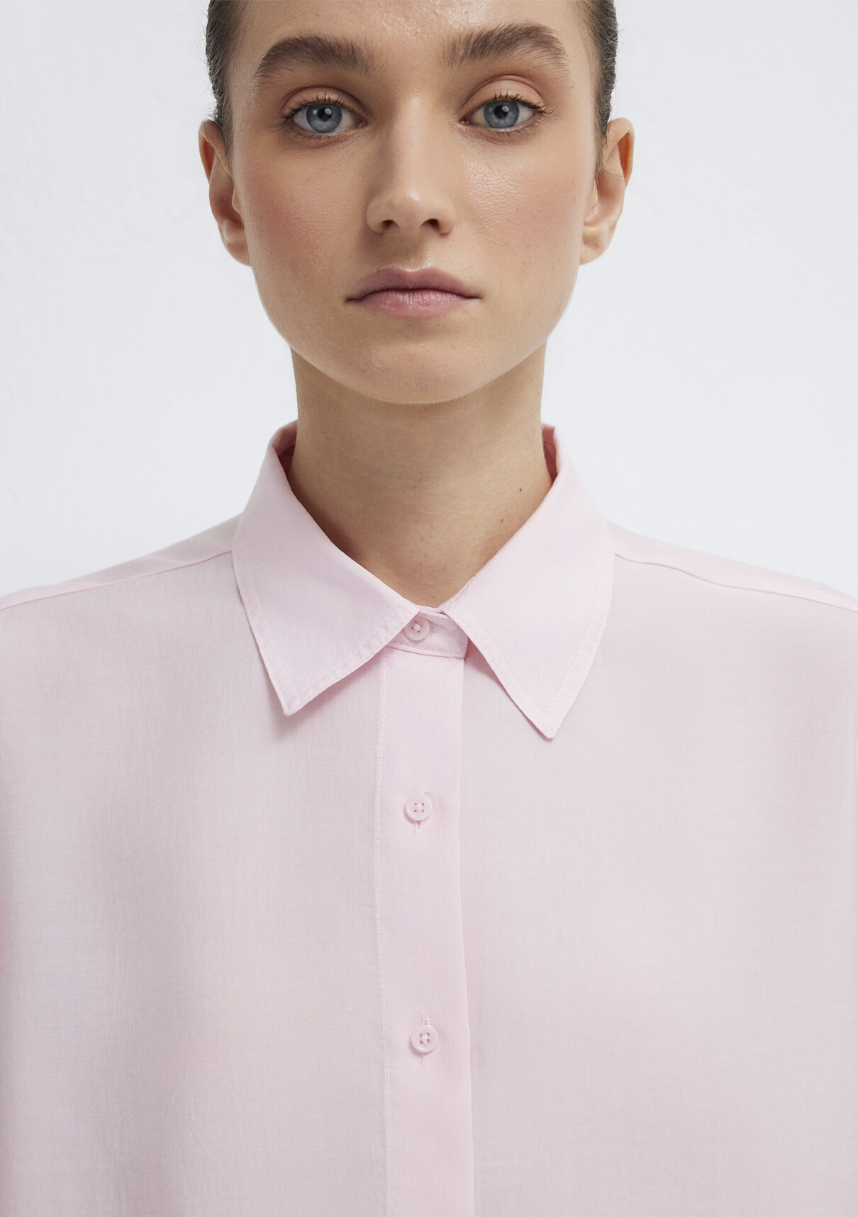 Mavi Pembe (TENCEL™) Liyosel Karışımlı Gömlek görsel 6