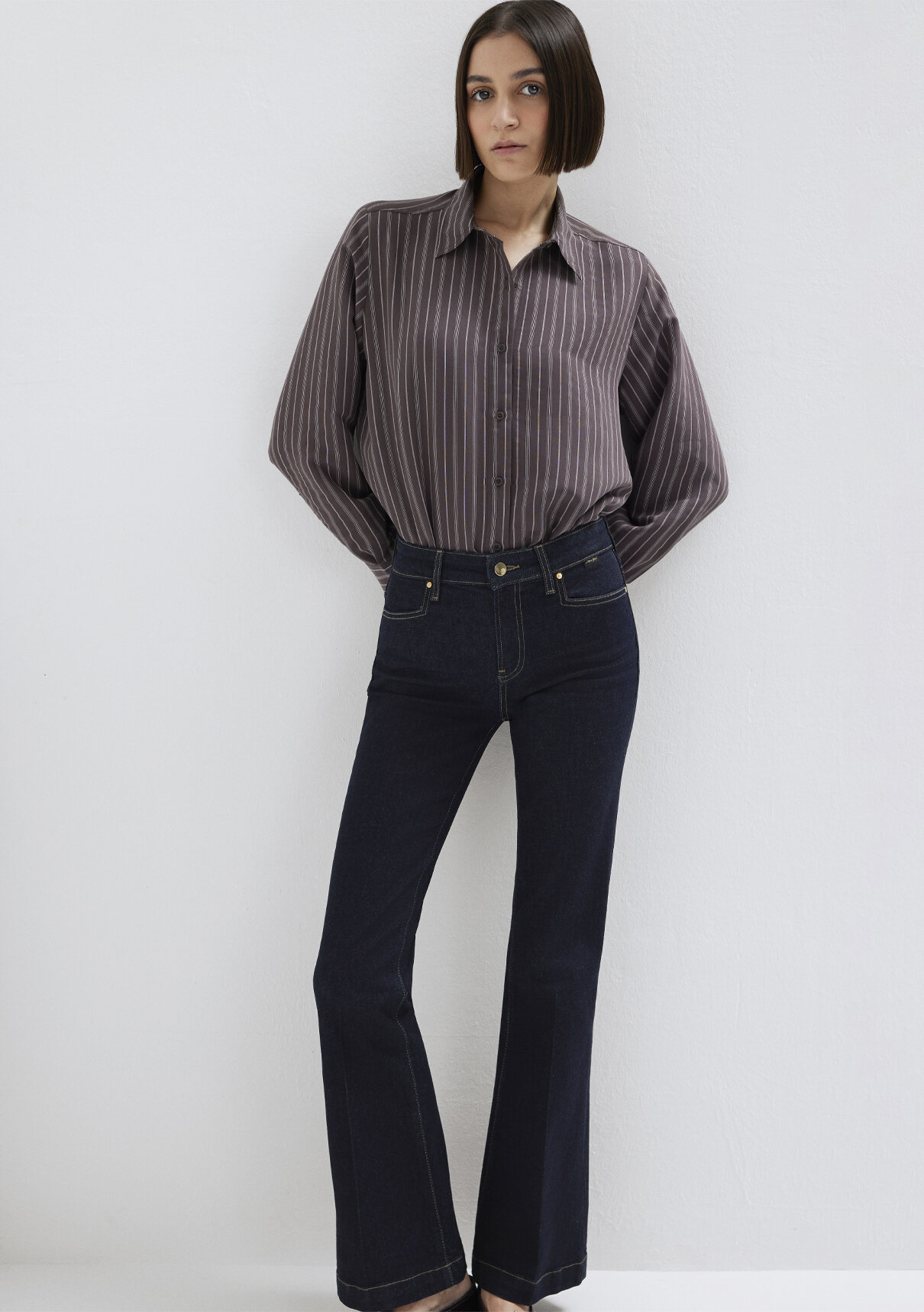 Mavi Mor (TENCEL™) Liyosel Karışımlı Gömlek