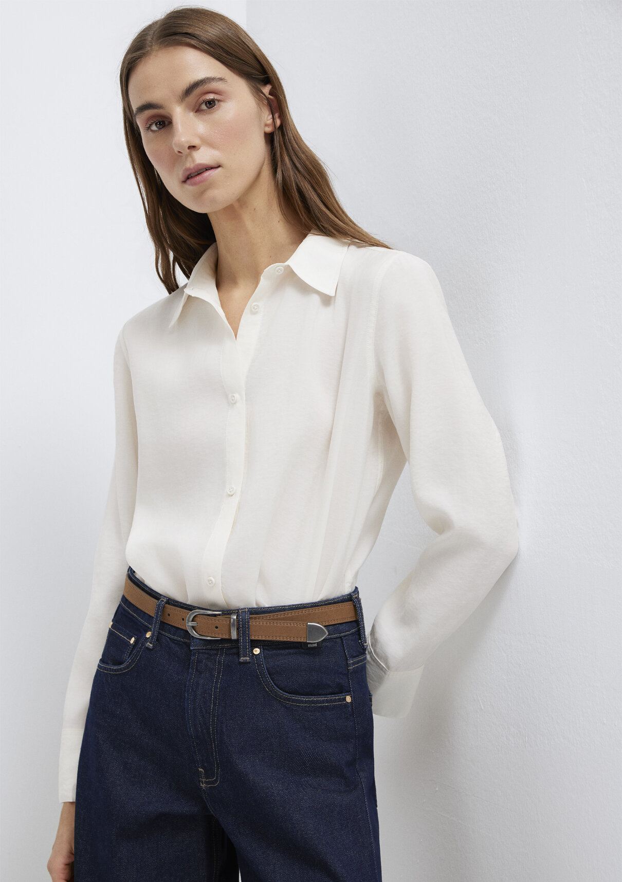 Mavi Ekru (TENCEL™) Liyosel Karışımlı Gömlek