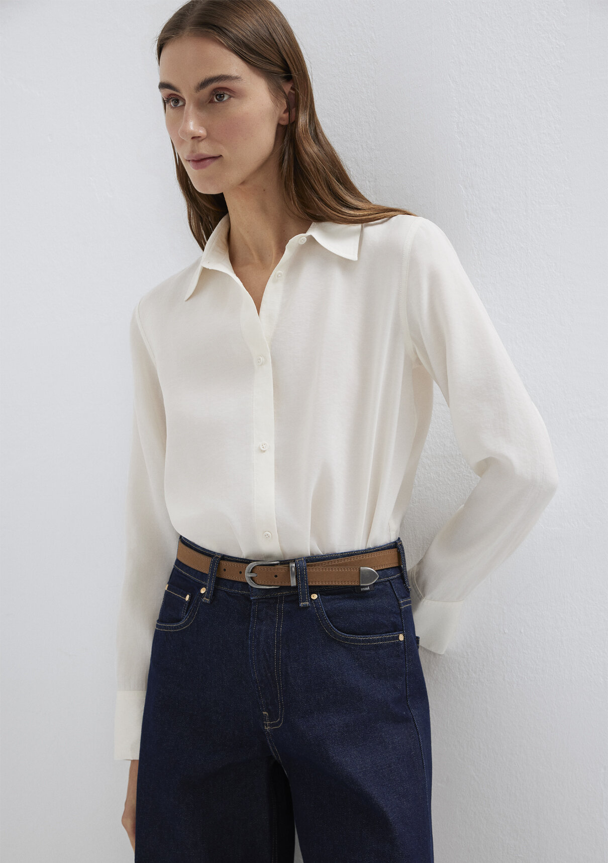 Mavi Ekru (TENCEL™) Liyosel Karışımlı Gömlek görsel 3