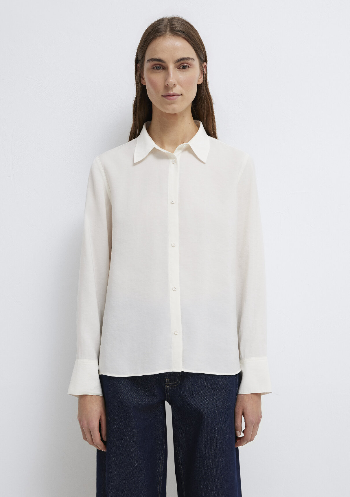 Mavi Ekru (TENCEL™) Liyosel Karışımlı Gömlek görsel 4