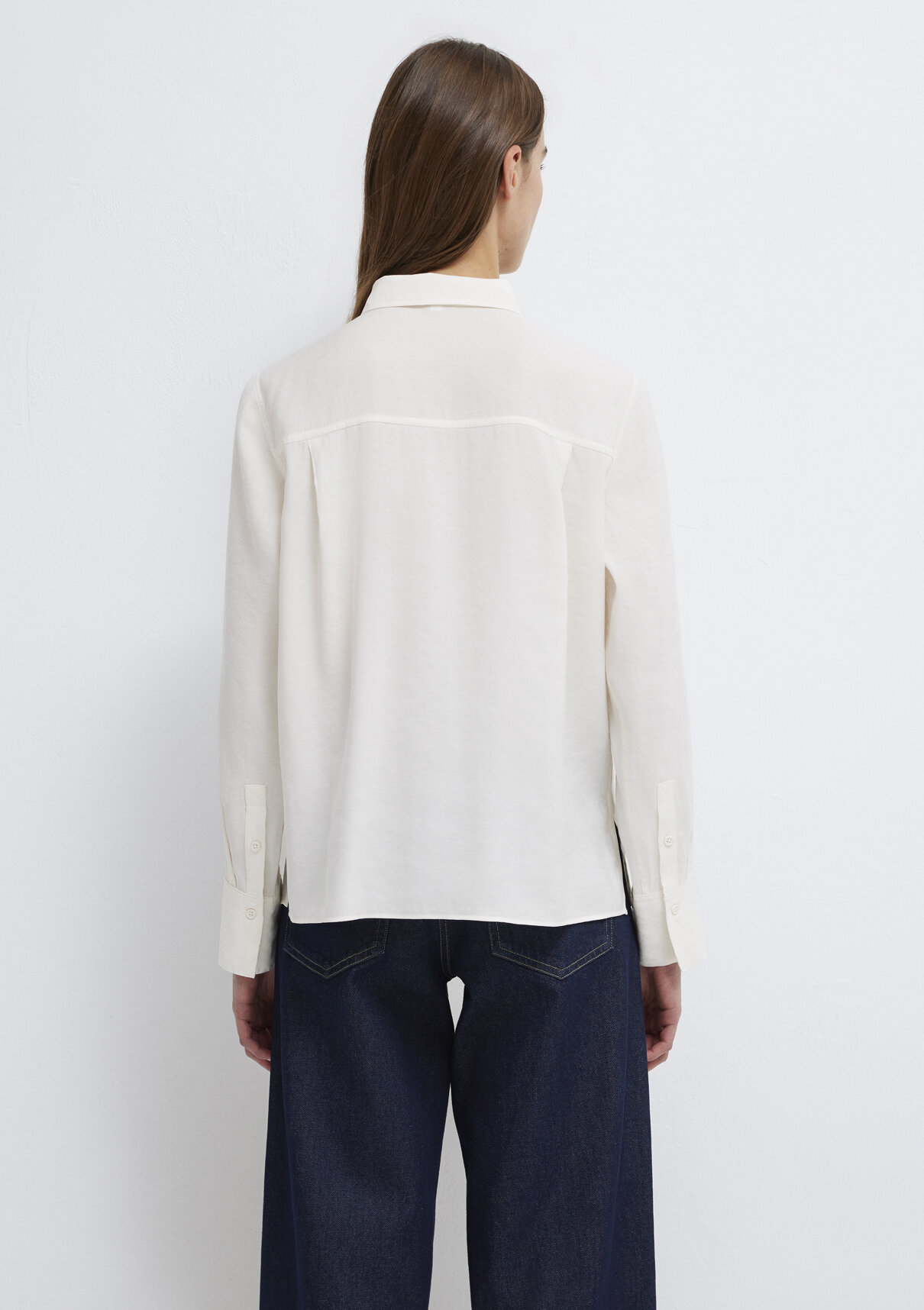 Mavi Ekru (TENCEL™) Liyosel Karışımlı Gömlek görsel 6