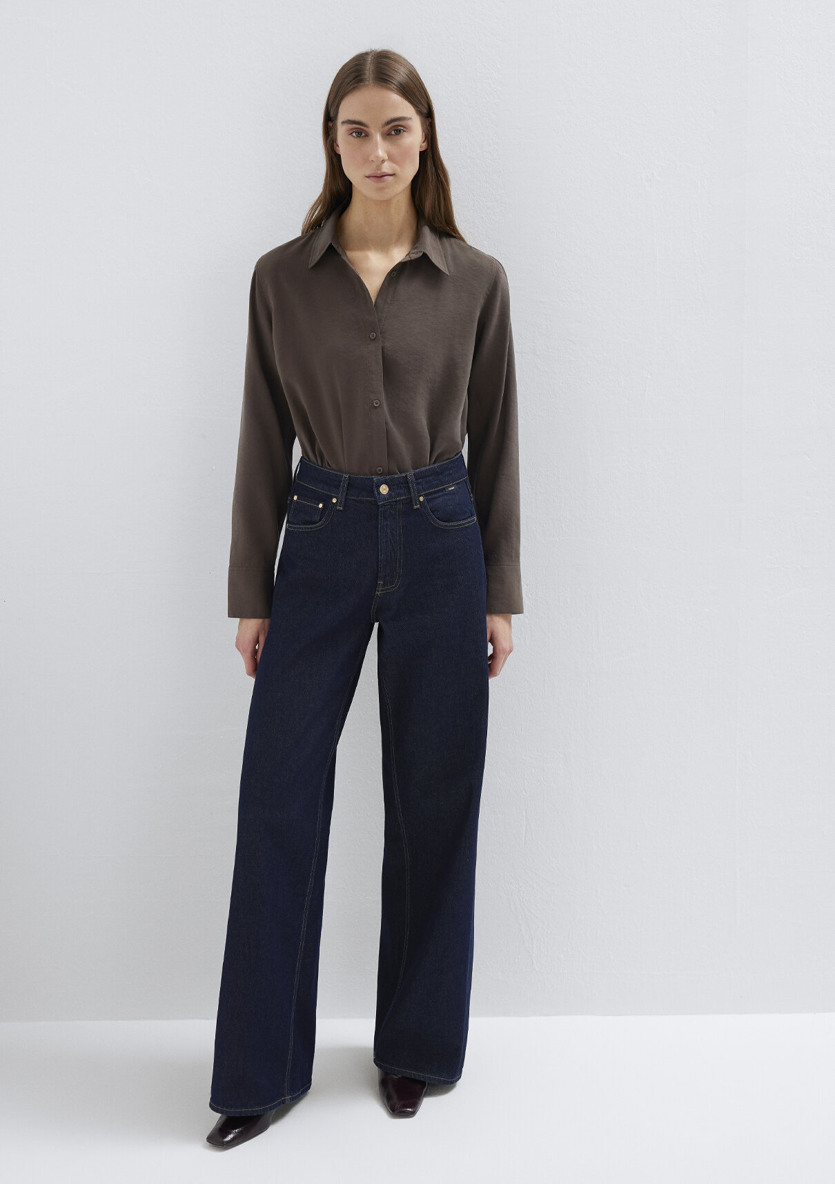 Mavi Kahverengi (TENCEL™) Liyosel Karışımlı Gömlek görsel 3
