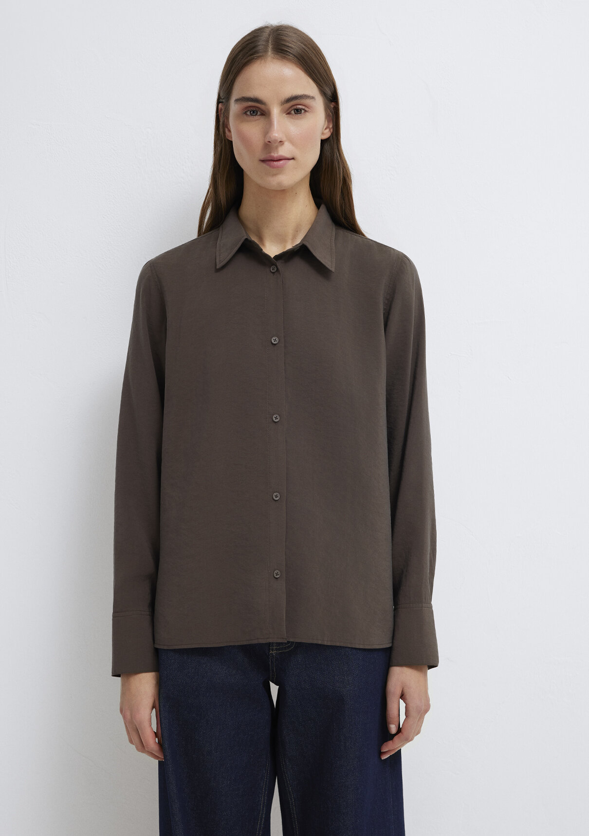 Mavi Kahverengi (TENCEL™) Liyosel Karışımlı Gömlek görsel 4