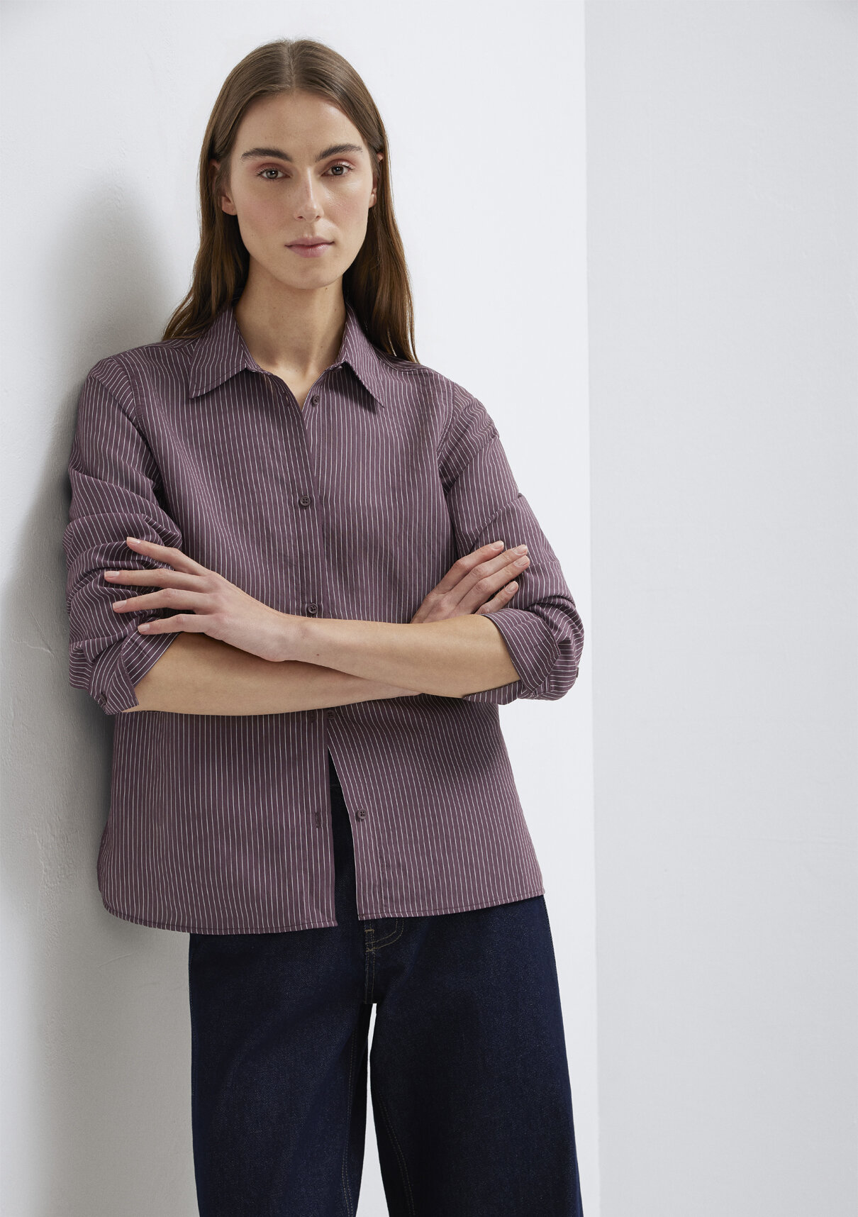 Mavi Çizgili (TENCEL™) Liyosel Karışımlı Gömlek