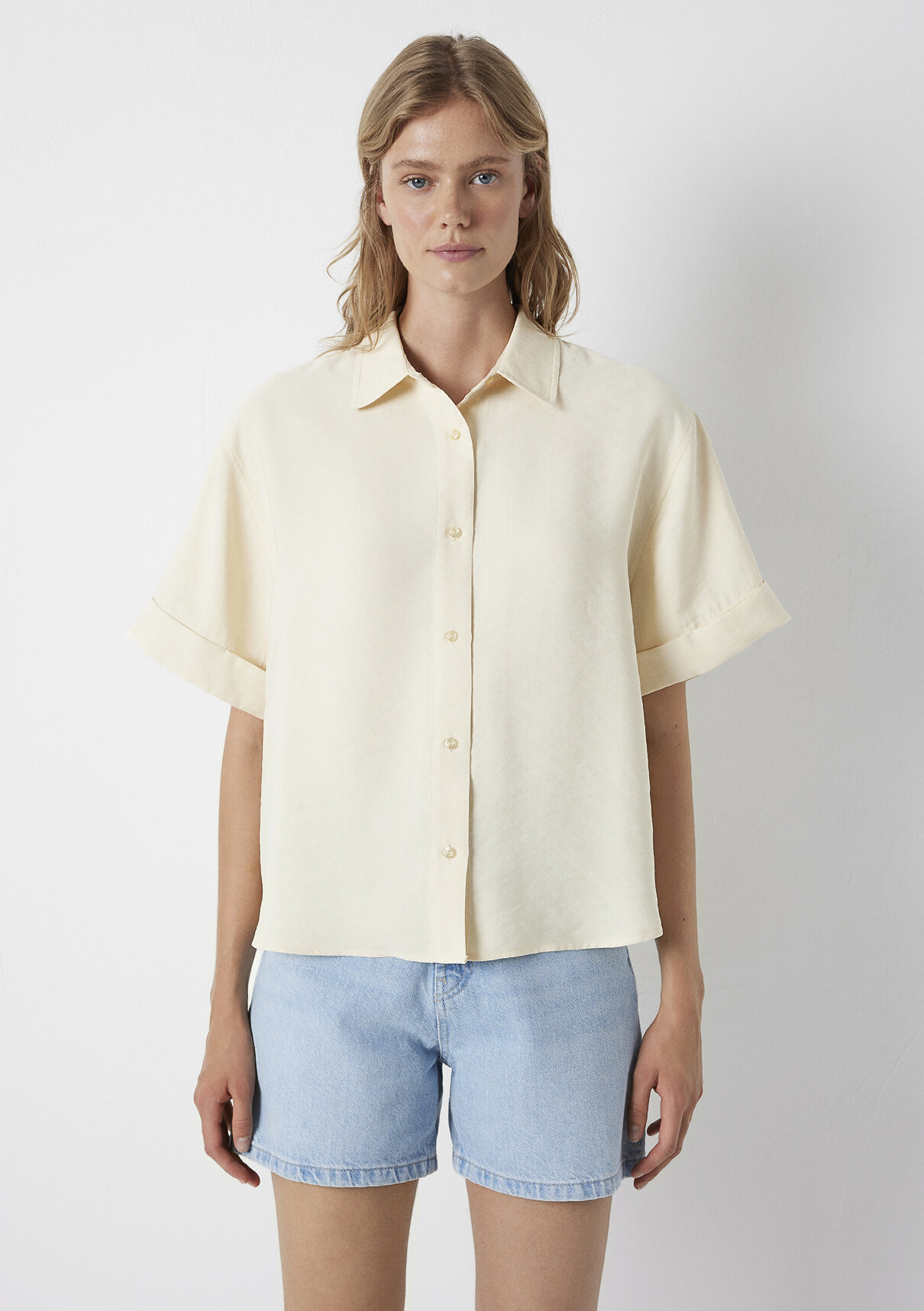 Mavi Modal TENCEL TM Karışımlı Sarı Gömlek görsel 4