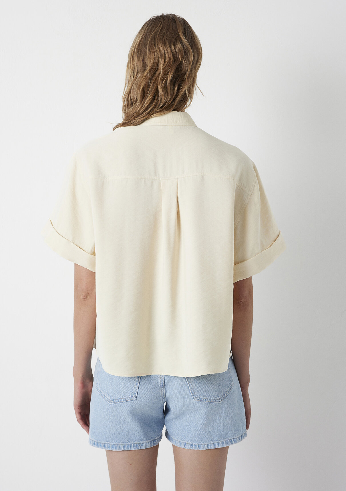 Mavi Modal TENCEL TM Karışımlı Sarı Gömlek görsel 6