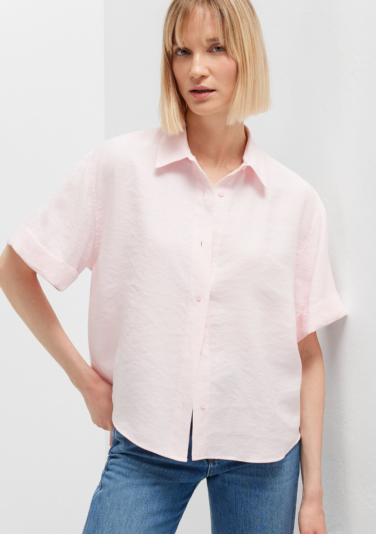 Mavi Modal (Tencel™) Karışımlı Pembe Gömlek