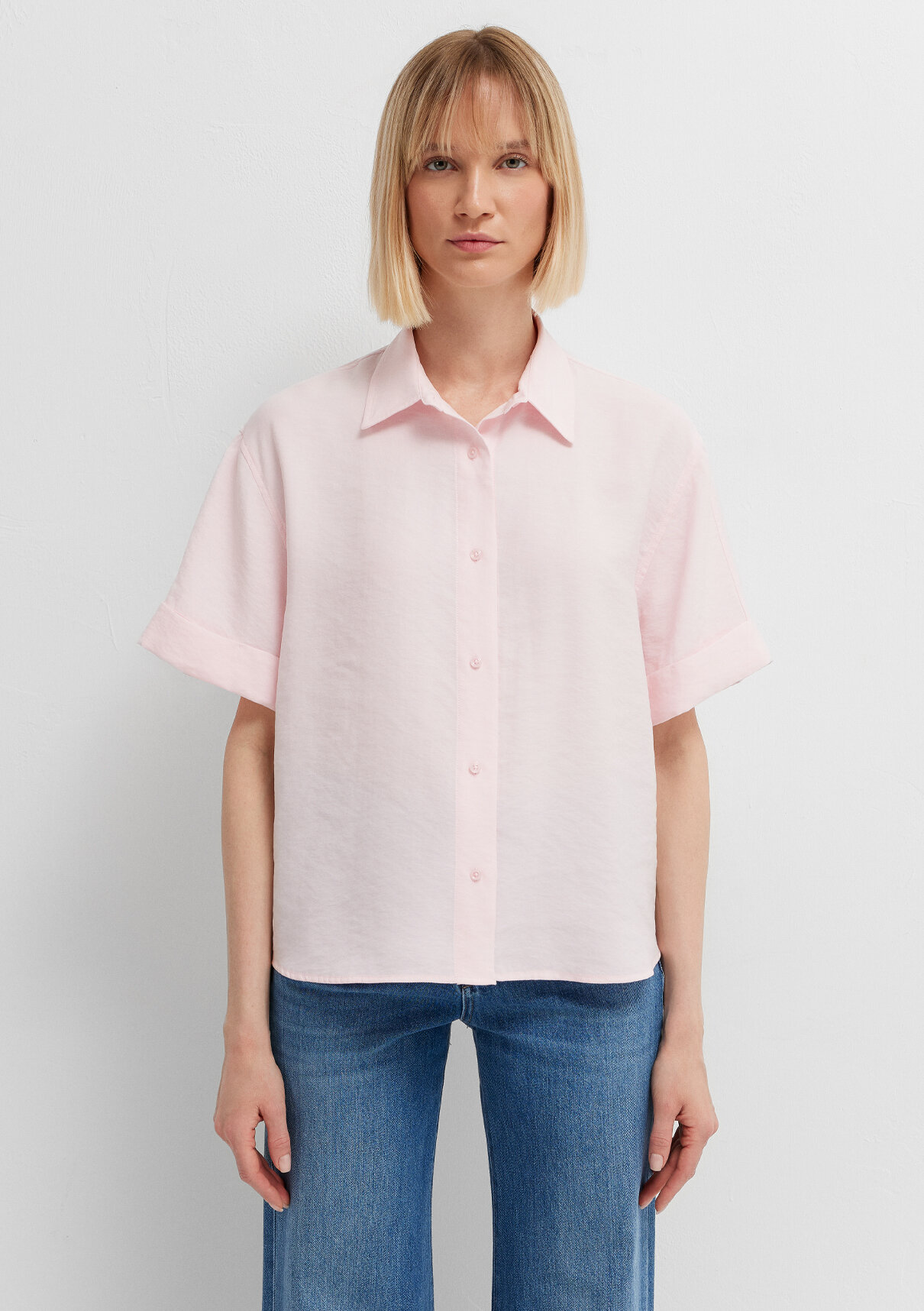 Mavi Modal (Tencel™) Karışımlı Pembe Gömlek görsel 3
