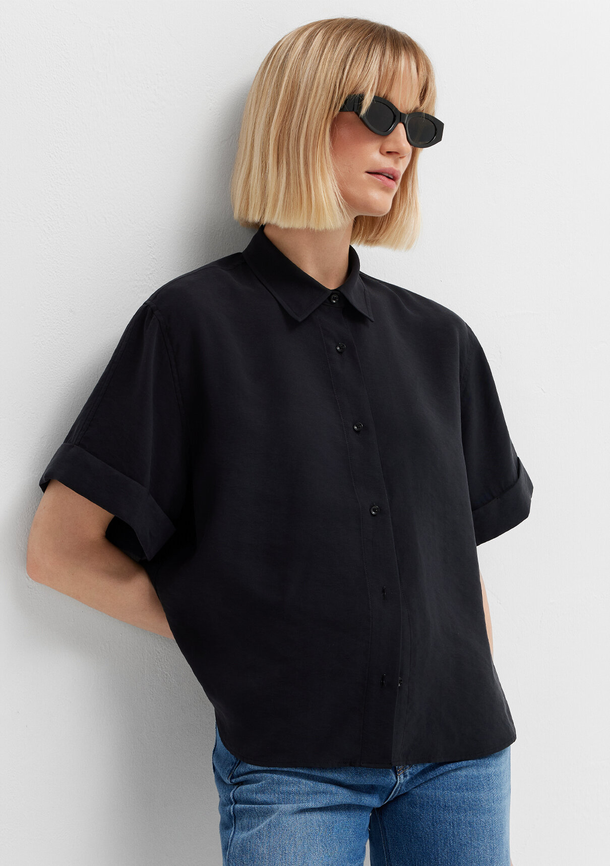 Mavi Modal (Tencel™) Karışımlı Siyah Gömlek