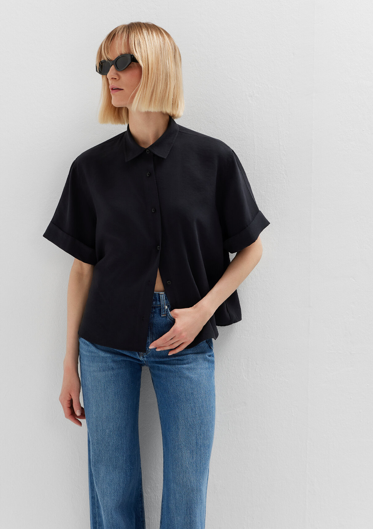 Mavi Modal (Tencel™) Karışımlı Siyah Gömlek görsel 2