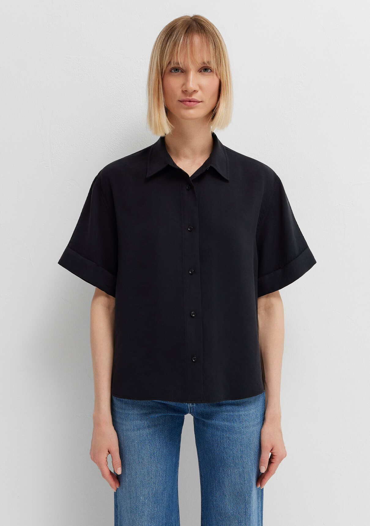Mavi Modal (Tencel™) Karışımlı Siyah Gömlek görsel 3