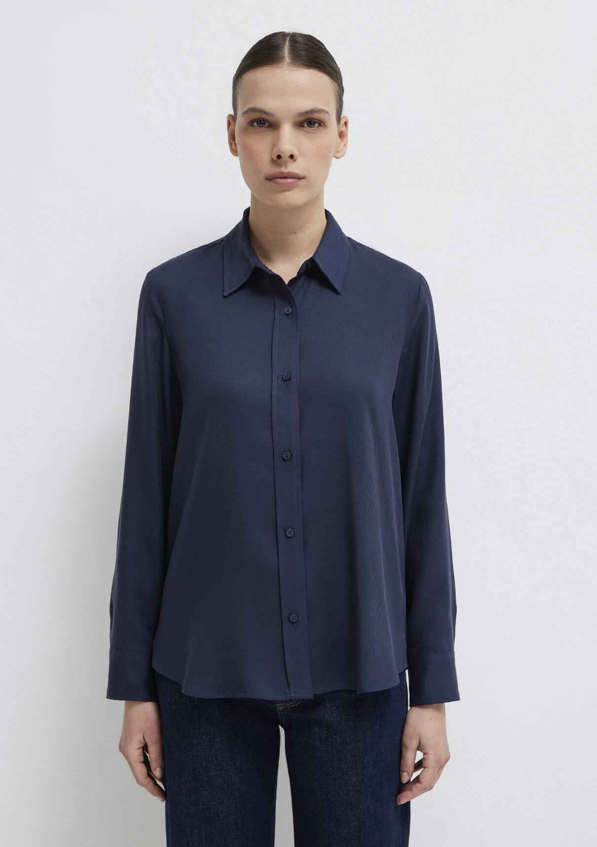 Mavi Lacivert (TENCEL™) Liyosel Gömlek görsel 4