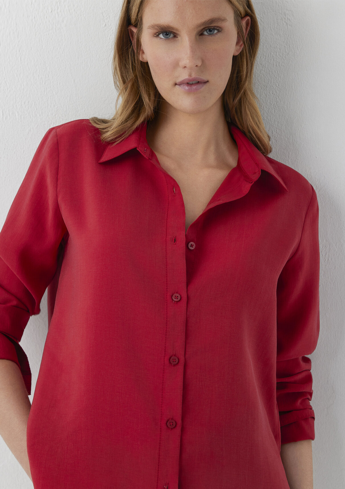 Mavi (Tencel™) Lyocell Karışımlı Kırmızı Gömlek
