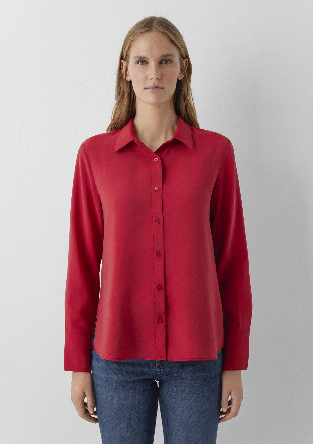 Mavi (Tencel™) Lyocell Karışımlı Kırmızı Gömlek görsel 3