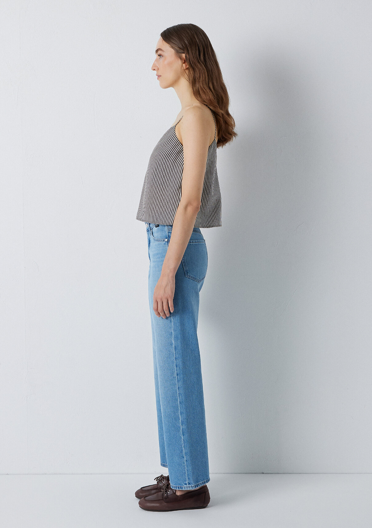 Mavi (Tencel™) Lyocell Karışımlı Askılı Çizgili Bluz görsel 6
