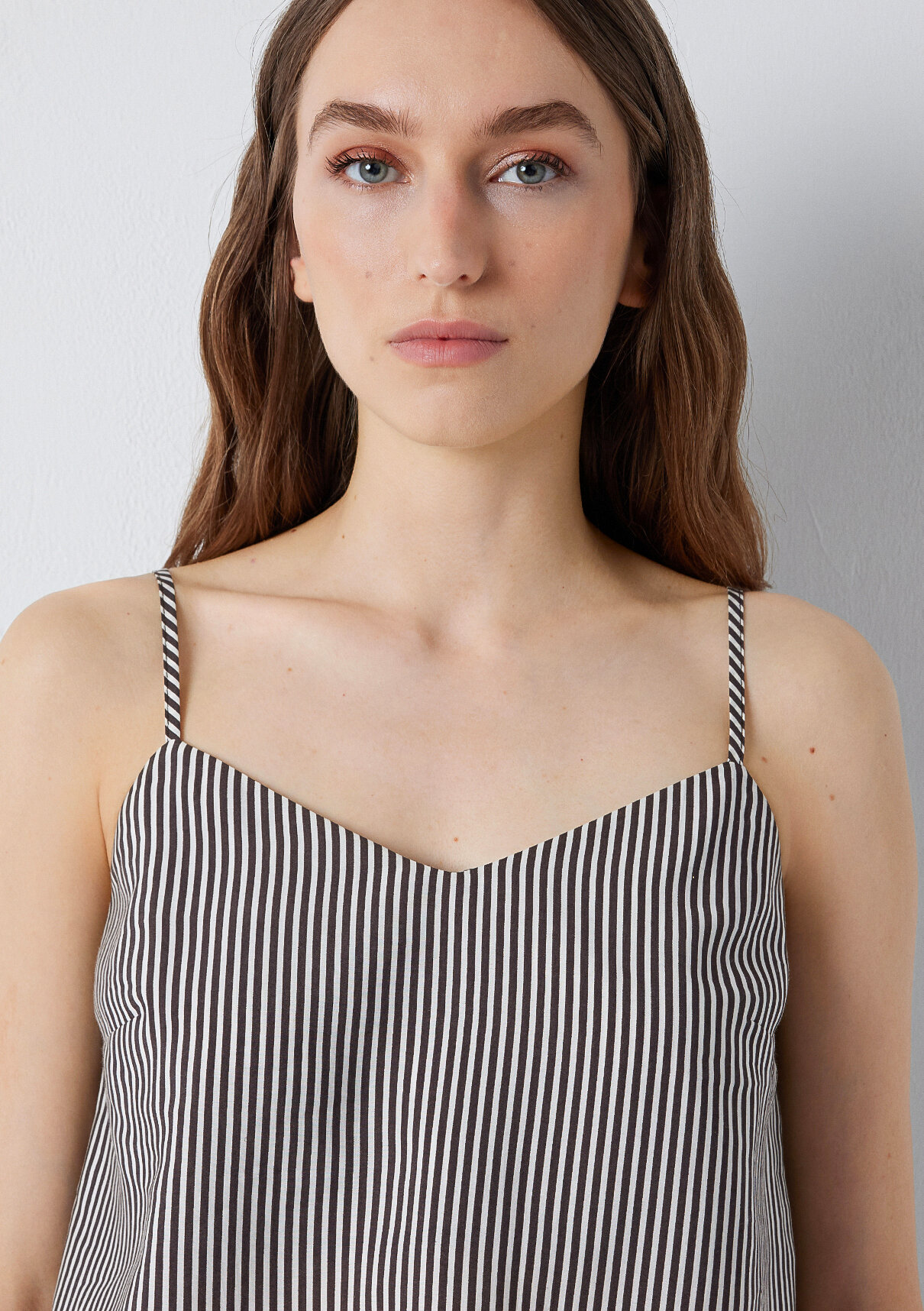 Mavi (Tencel™) Lyocell Karışımlı Askılı Çizgili Bluz görsel 8