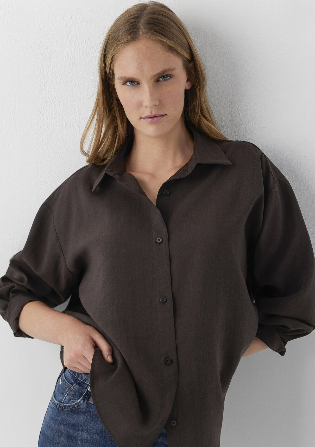 Mavi (Tencel™) Lyocell Karışımlı Kahverengi Gömlek