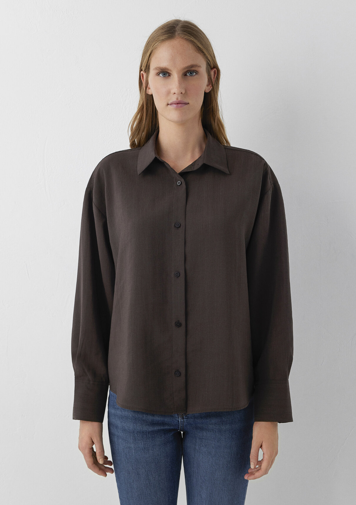 Mavi (Tencel™) Lyocell Karışımlı Kahverengi Gömlek görsel 3