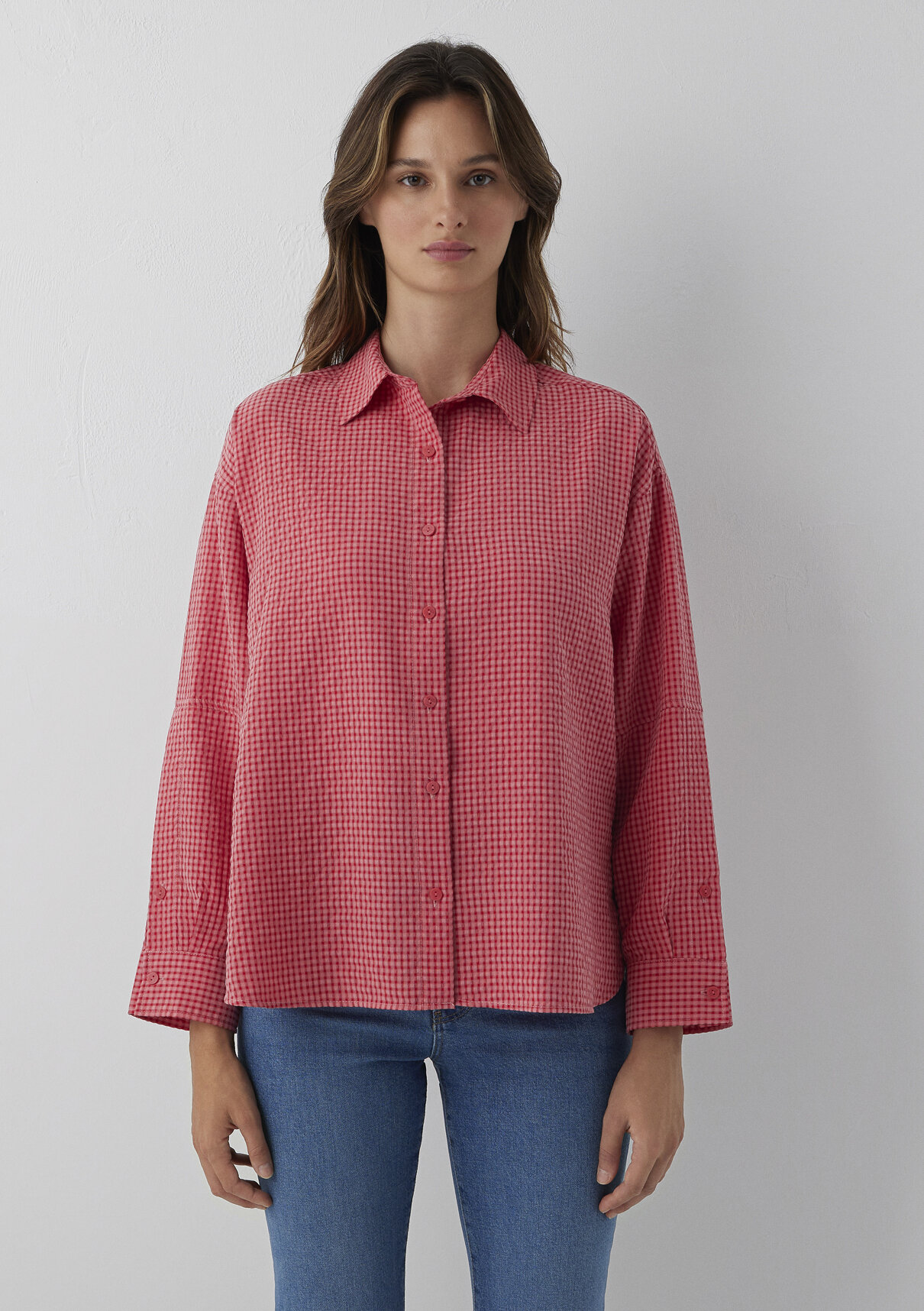 Mavi (Tencel™) Lyocell Karışımlı Kareli Kırmızı Gömlek görsel 2